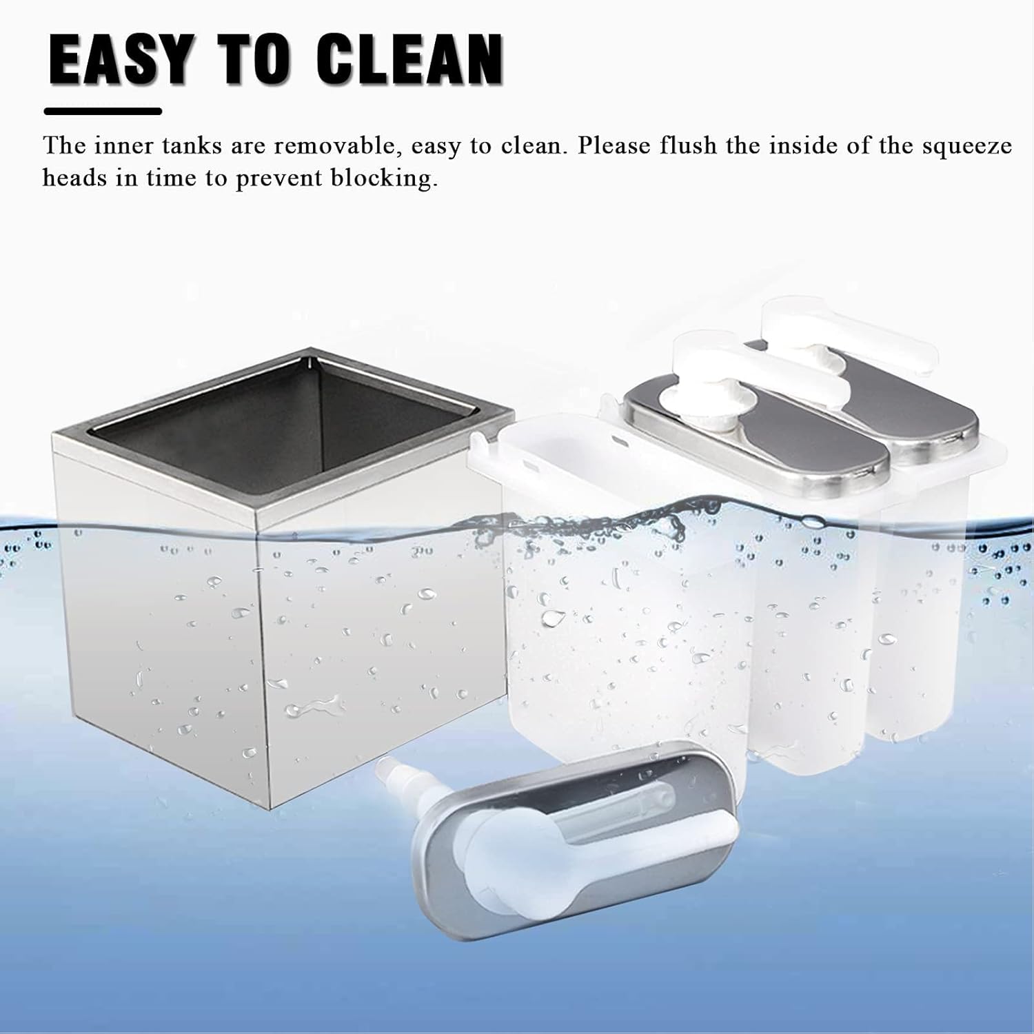 Dosatore Salse Acciaio Inox - Pompa Tripla 2 Litri - immagine 7