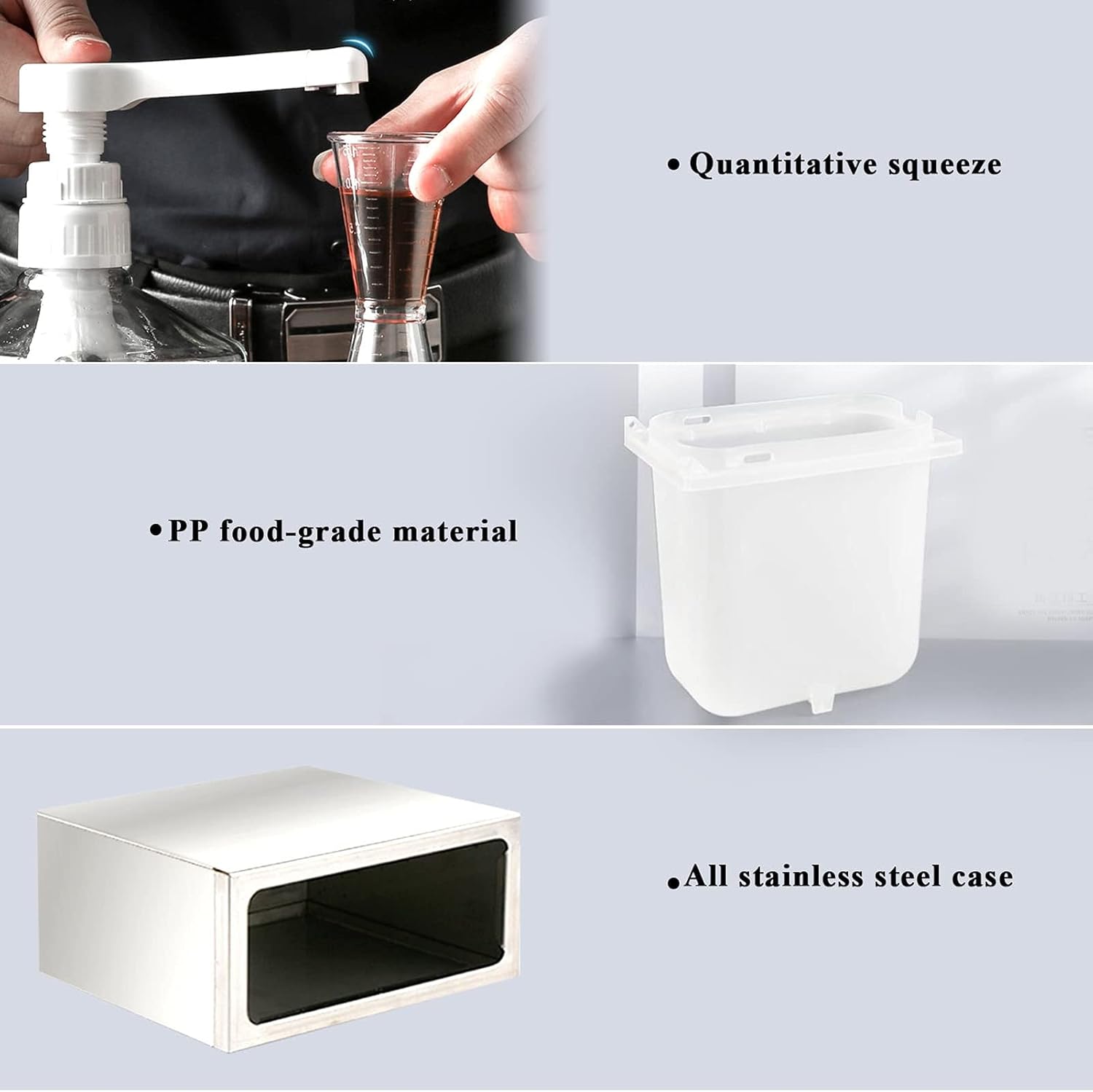 Dosatore Salse Acciaio Inox - Pompa Tripla 2 Litri - immagine 8