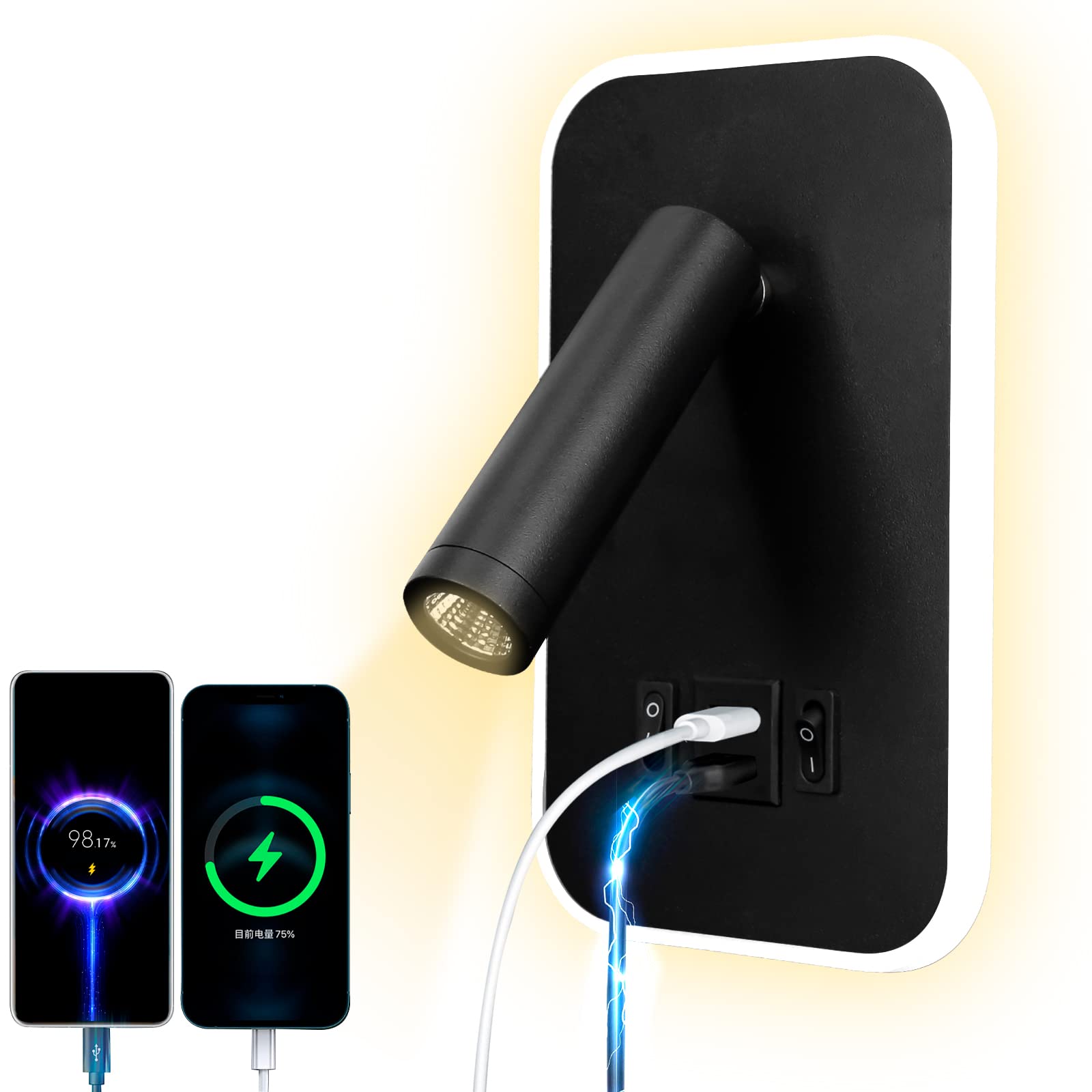 uksunvi LED Lampada da Lettura USB Tipo-C 12W