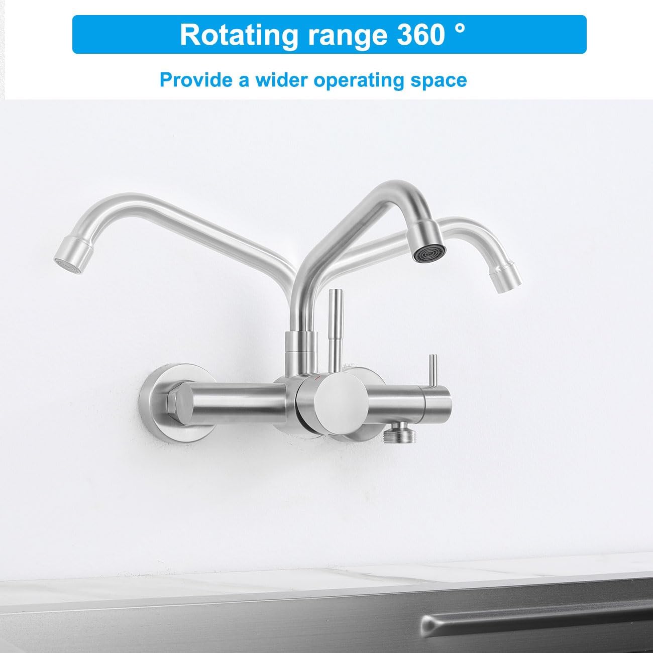 Rubinetto Cucina da Parete Girevole 360° - immagine 5