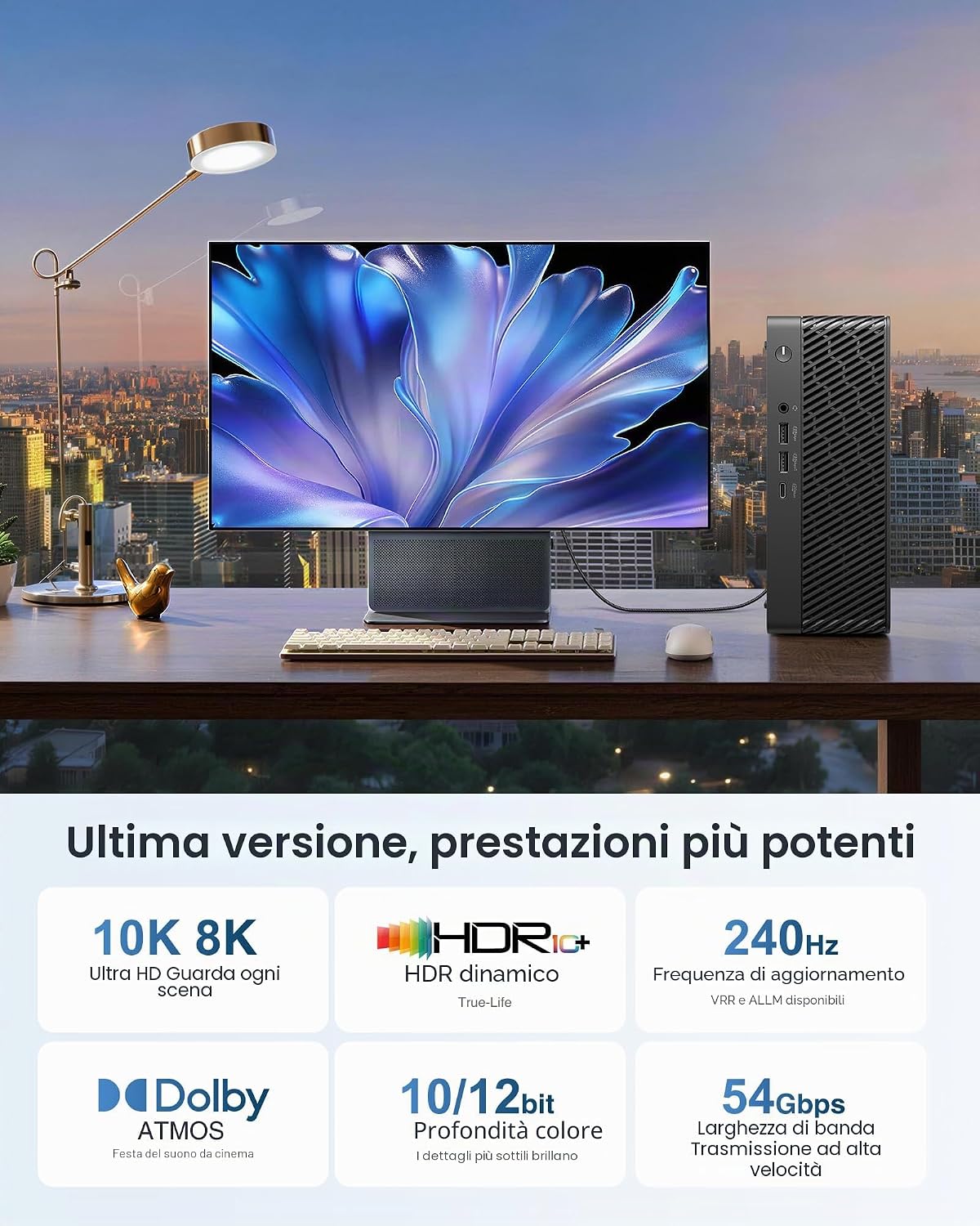 Ubluker 10K 8K 4K Cavo DisplayPort 2.1 54Gbps 5M, Certificato Cavo DP a ...