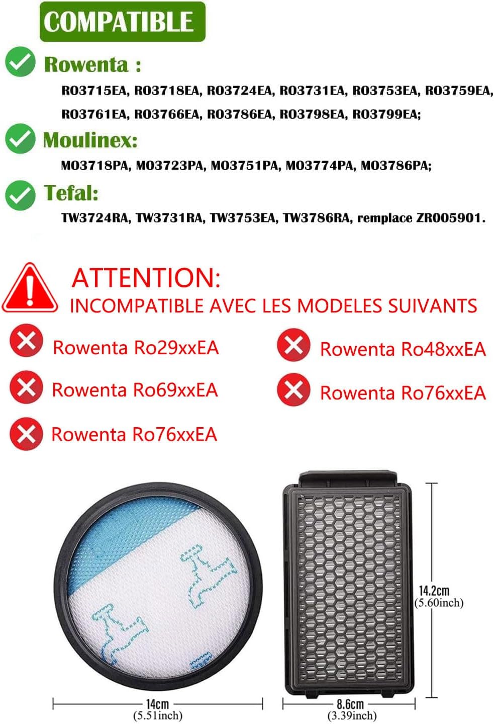 Kit Filtri per Rowenta Cyclonic Power e Tefal Compact - immagine 1