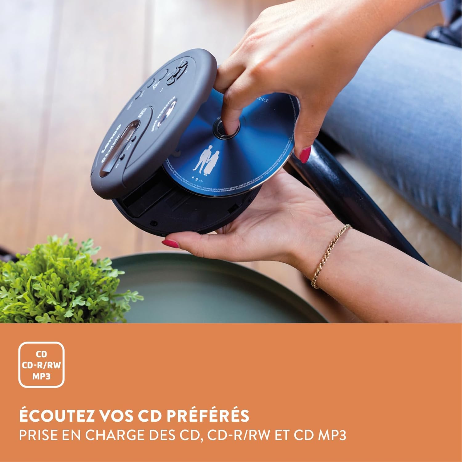 Lenco CD-300 - Lettore CD Portatile Bluetooth, Nero - immagine 3