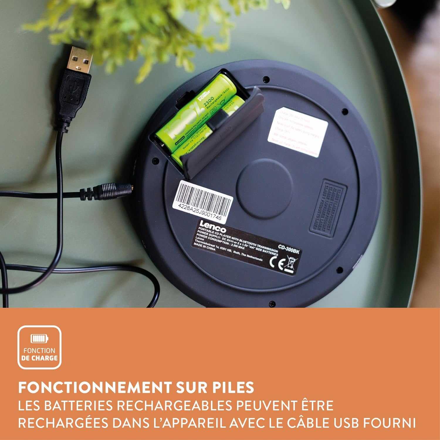 Lenco CD-300 - Lettore CD Portatile Bluetooth, Nero - immagine 4