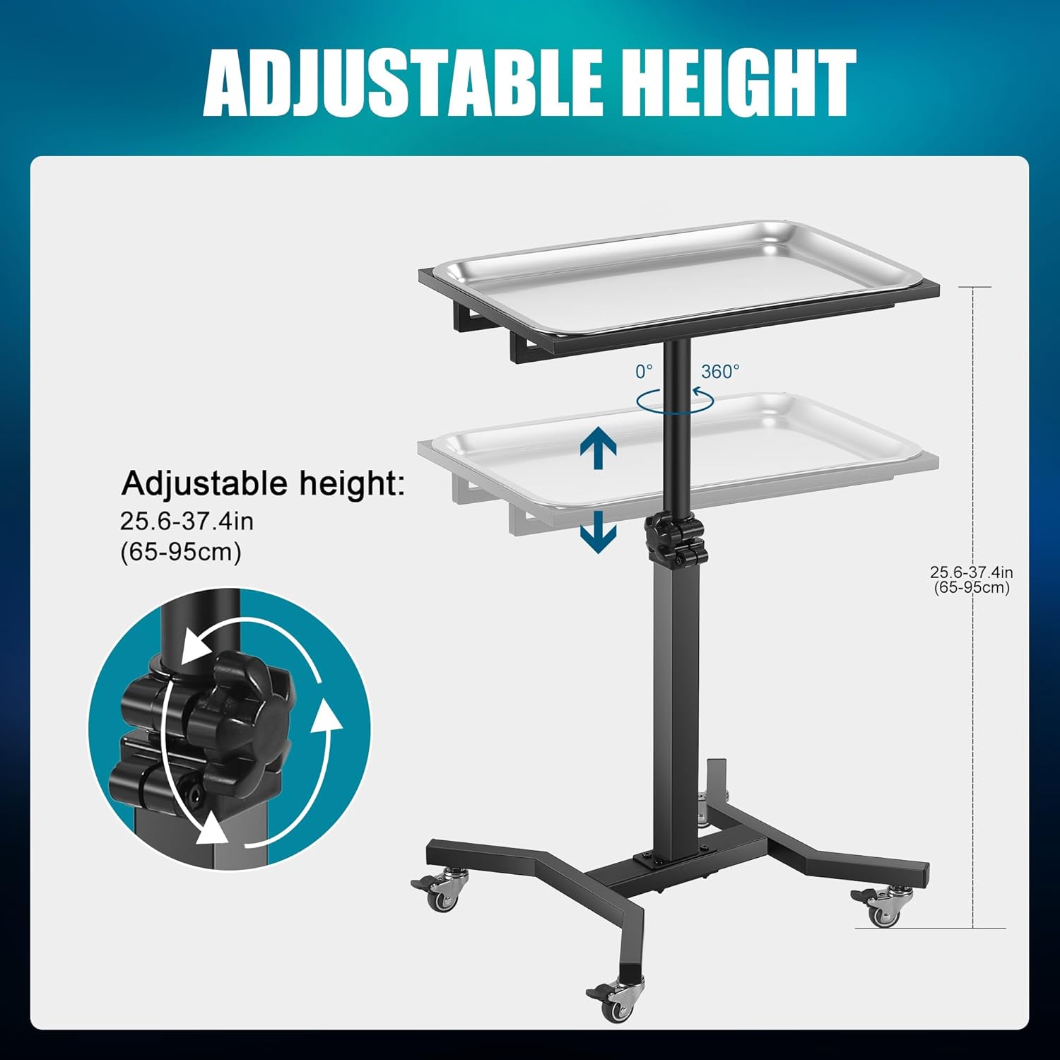 Poarmeey Vassoio per Tatuaggi con Ruote Regolabile - immagine 4