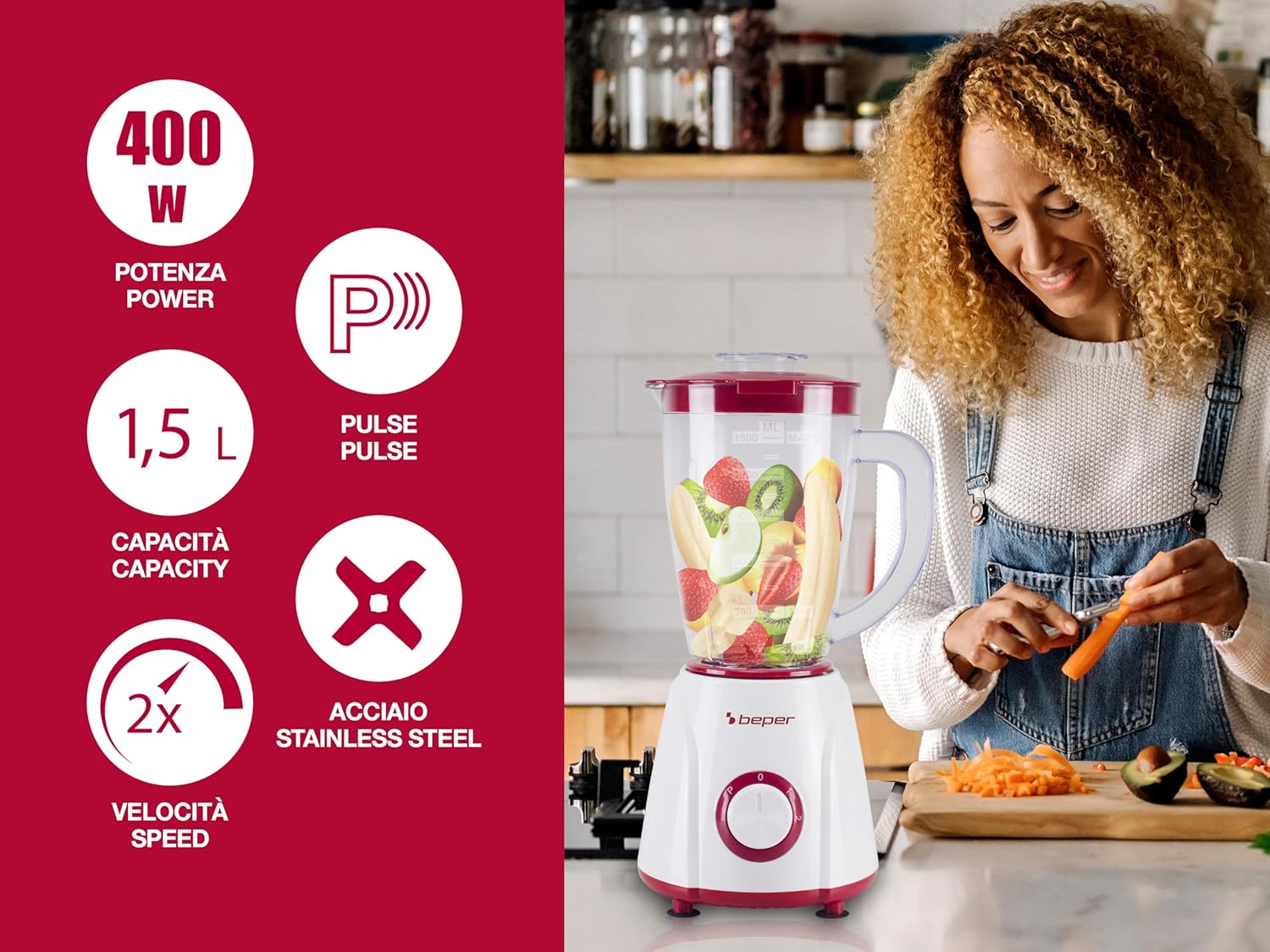Beper P102FRU501 Frullatore da Tavolo 1.5L 400W - immagine 2