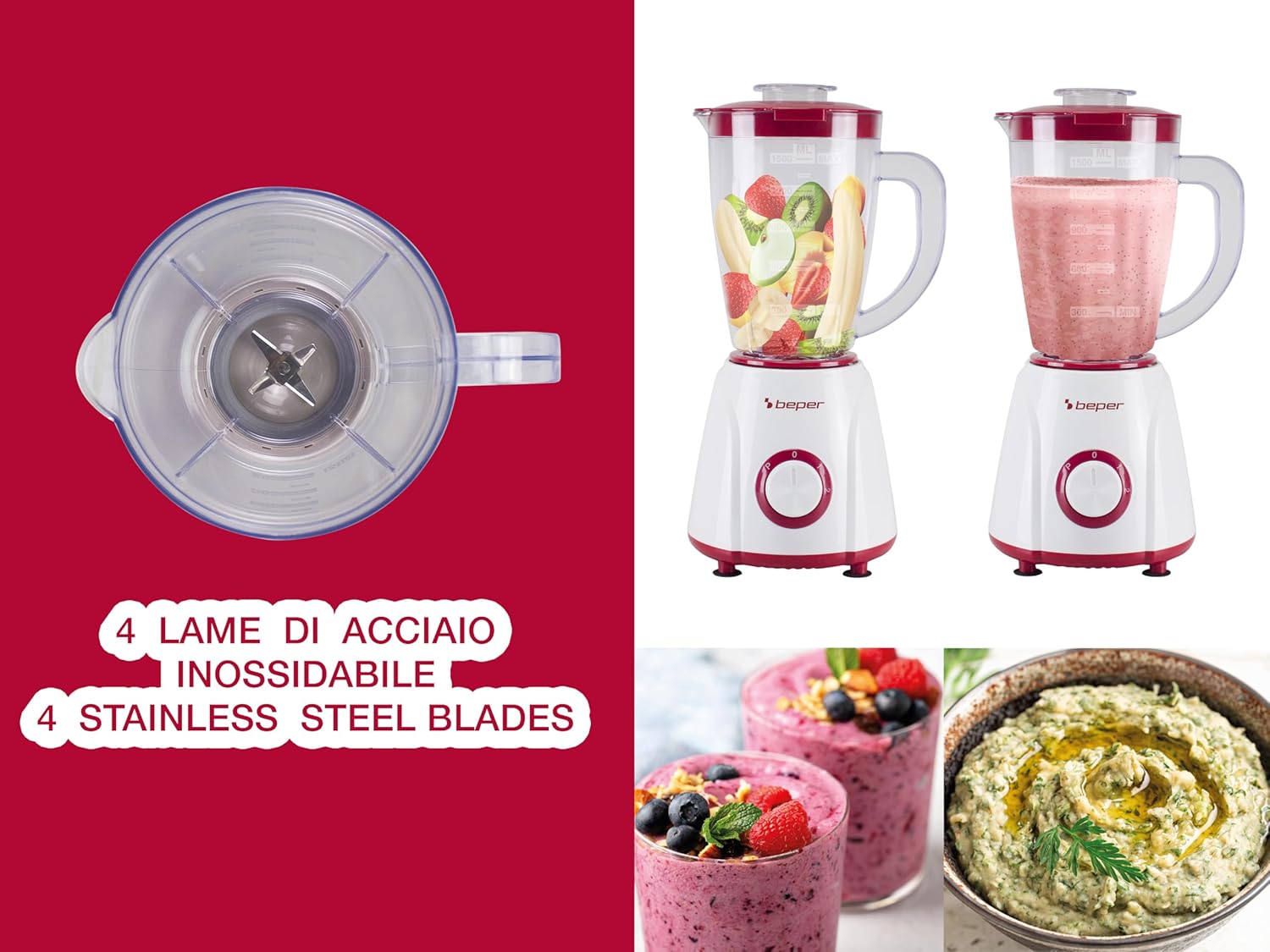 Beper P102FRU501 Frullatore da Tavolo 1.5L 400W - immagine 6