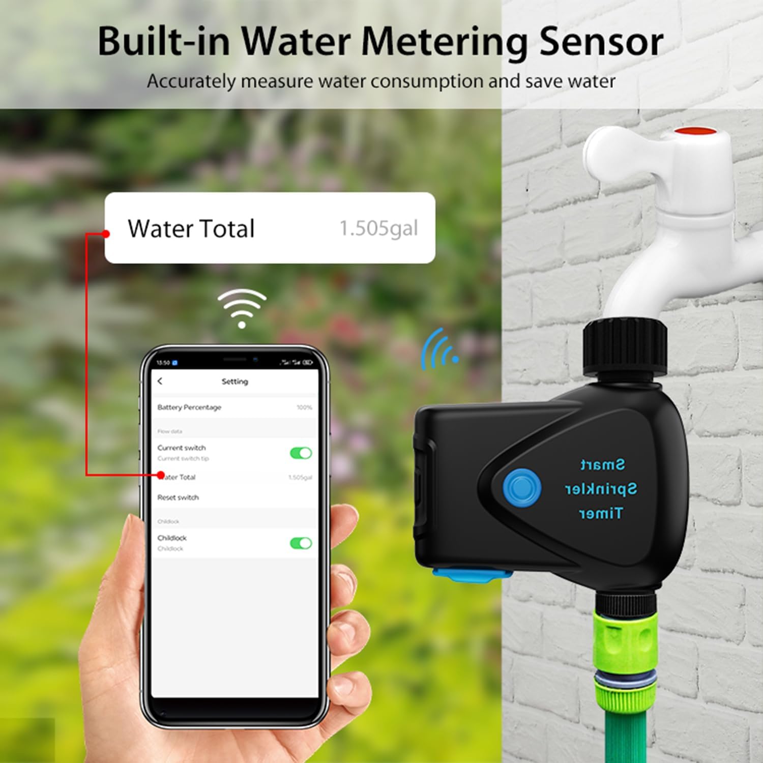 Timer Acqua WiFi Smart con Misuratore di Portata - immagine 4
