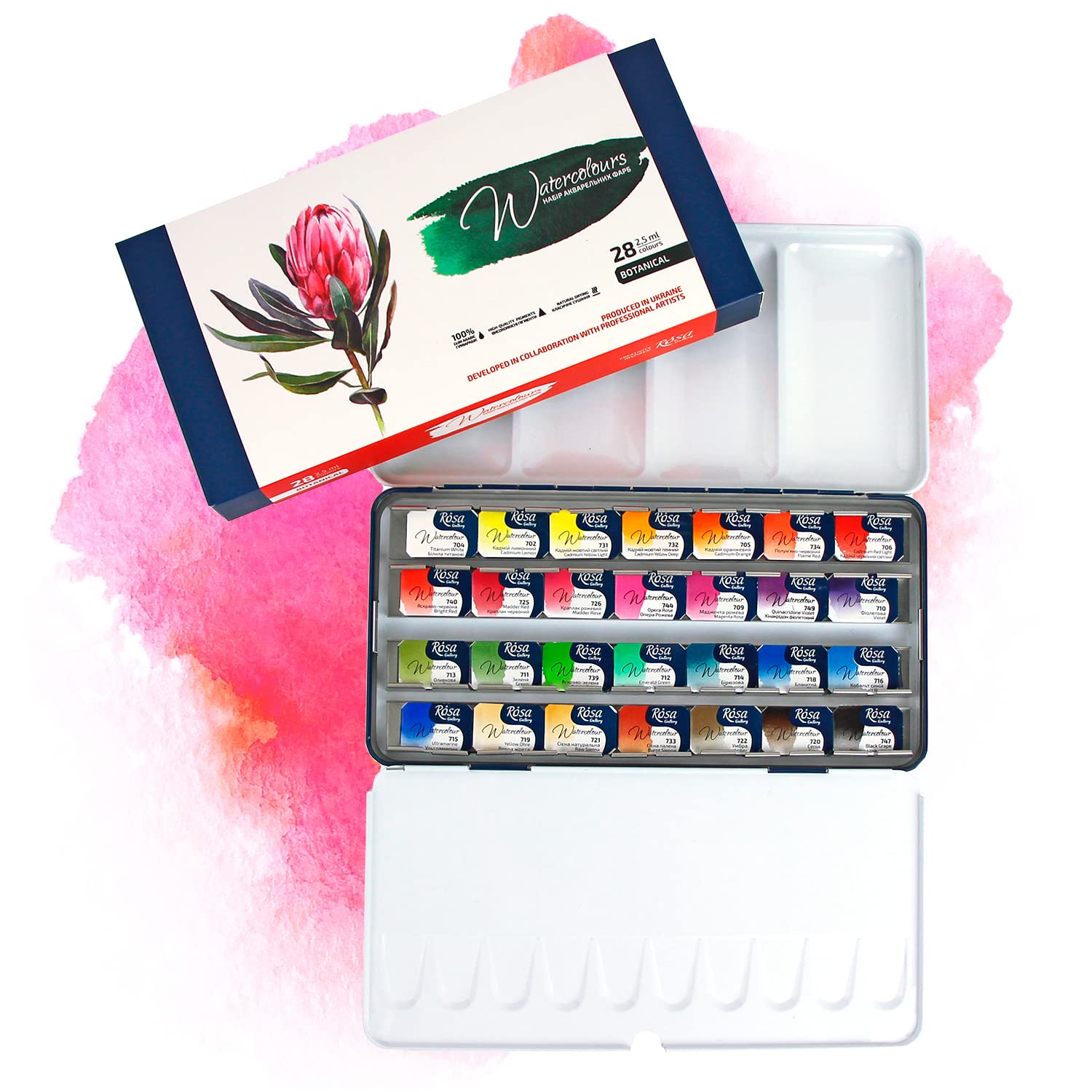 7 Artists Acquerelli Professionali 28 Godets Botanico