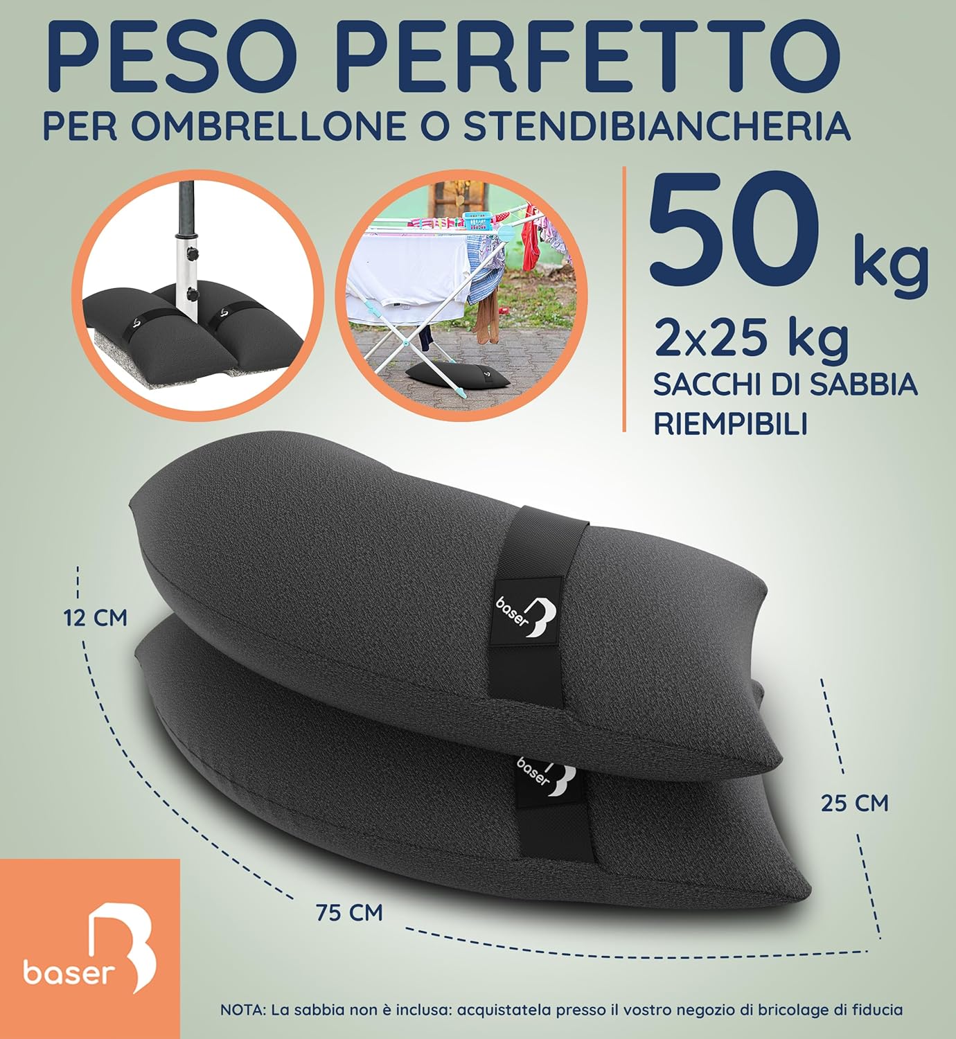 Baser Sacchi per Sabbia Dritti Riempibili 25kg - immagine 2