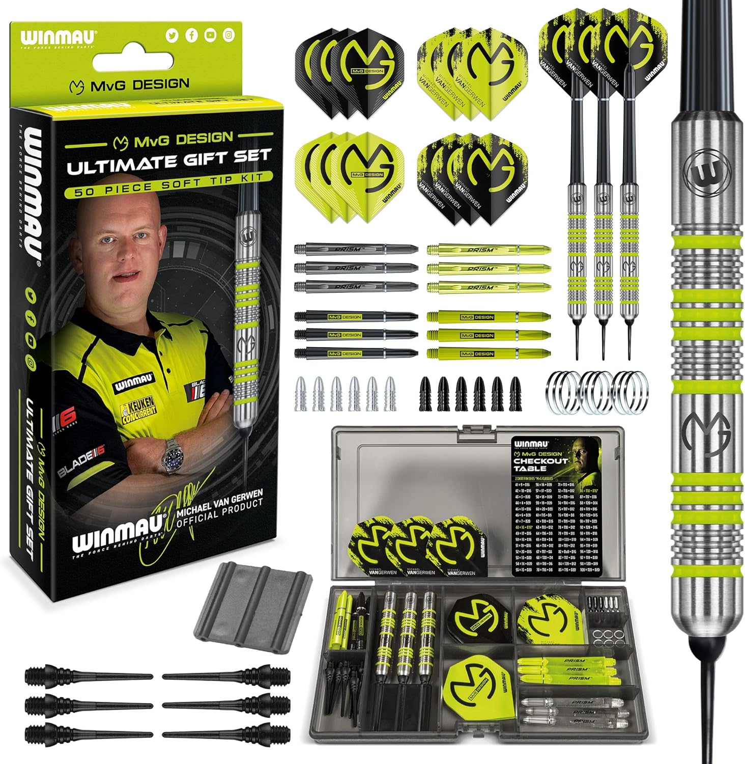 WINMAU Michael Van Gerwen MvG - Set Freccette 50 Pezzi - immagine 1