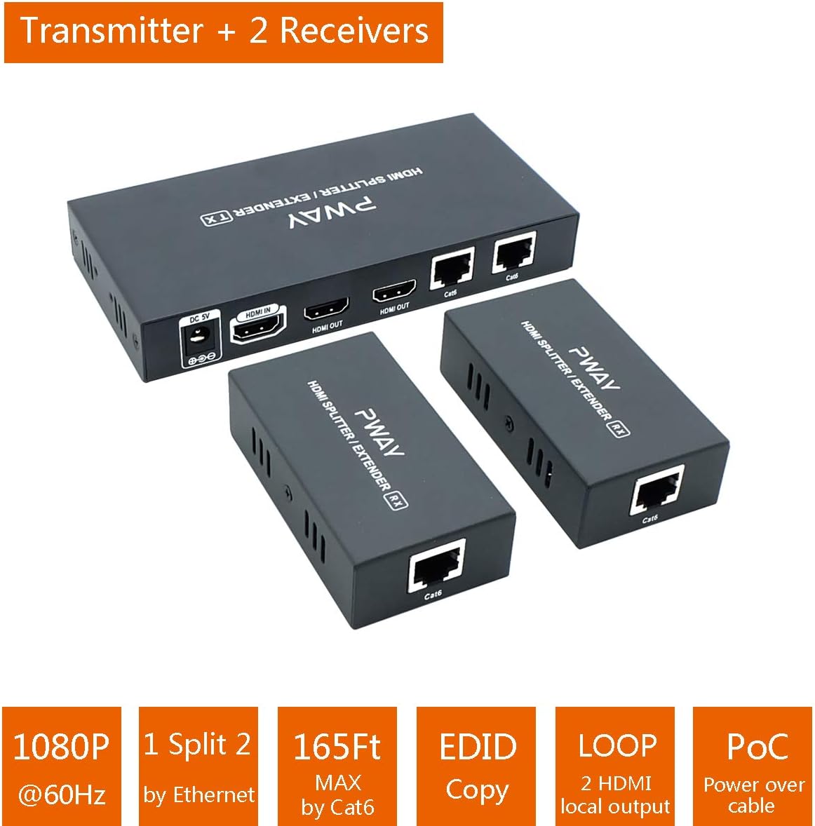 PW-HT226P2 HDMI Extender Splitter 2 Porte 1080P - immagine 2