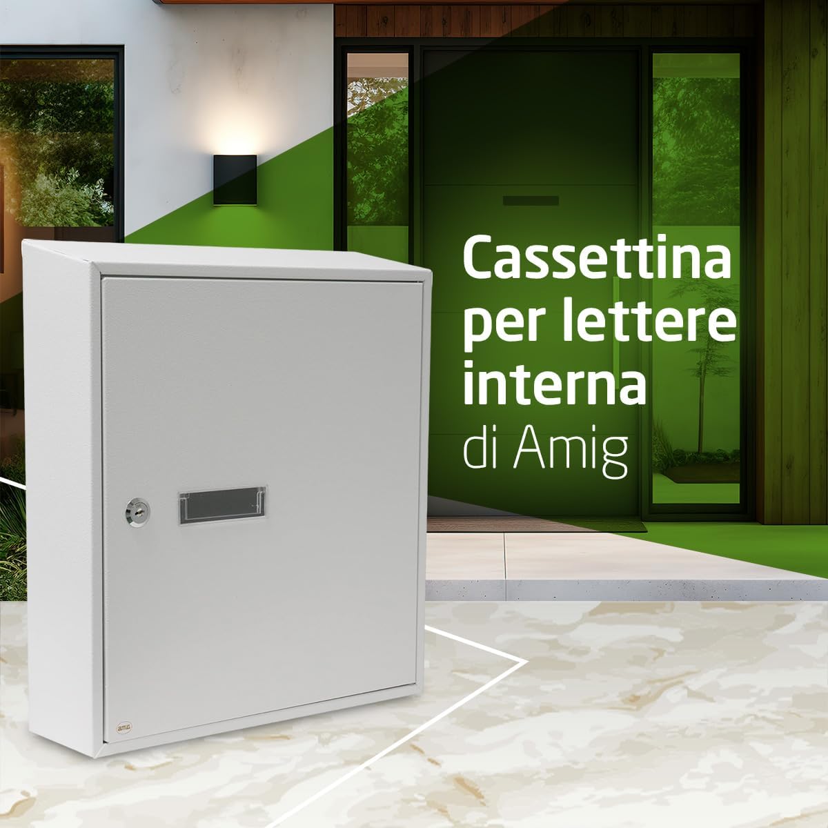 Amig - Cassetta Postale Interni Acciaio, Bianca 40x36x10 cm - immagine 2