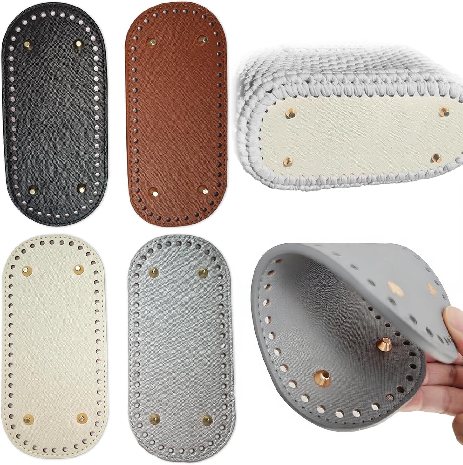 Set 4 Basi Borsa Pelle PU Ovale 22x10cm - 4 Colori - immagine 1