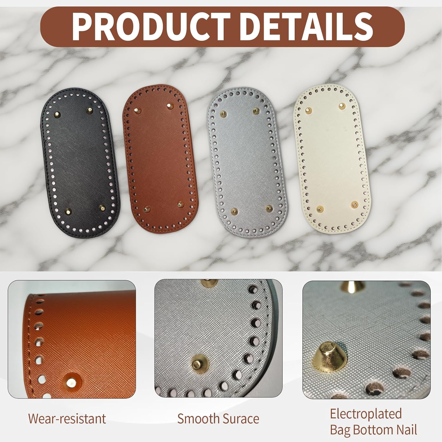 Set 4 Basi Borsa Pelle PU Ovale 22x10cm - 4 Colori - immagine 4