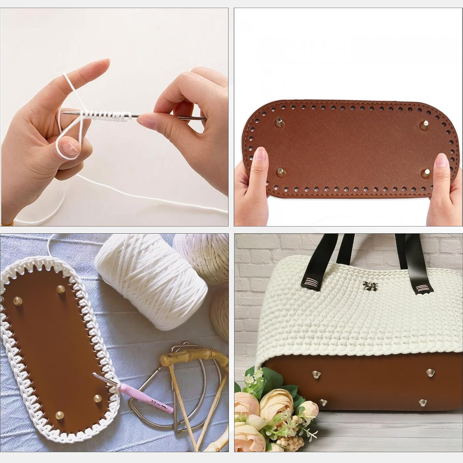 Set 4 Basi Borsa Pelle PU Ovale 22x10cm - 4 Colori - immagine 5