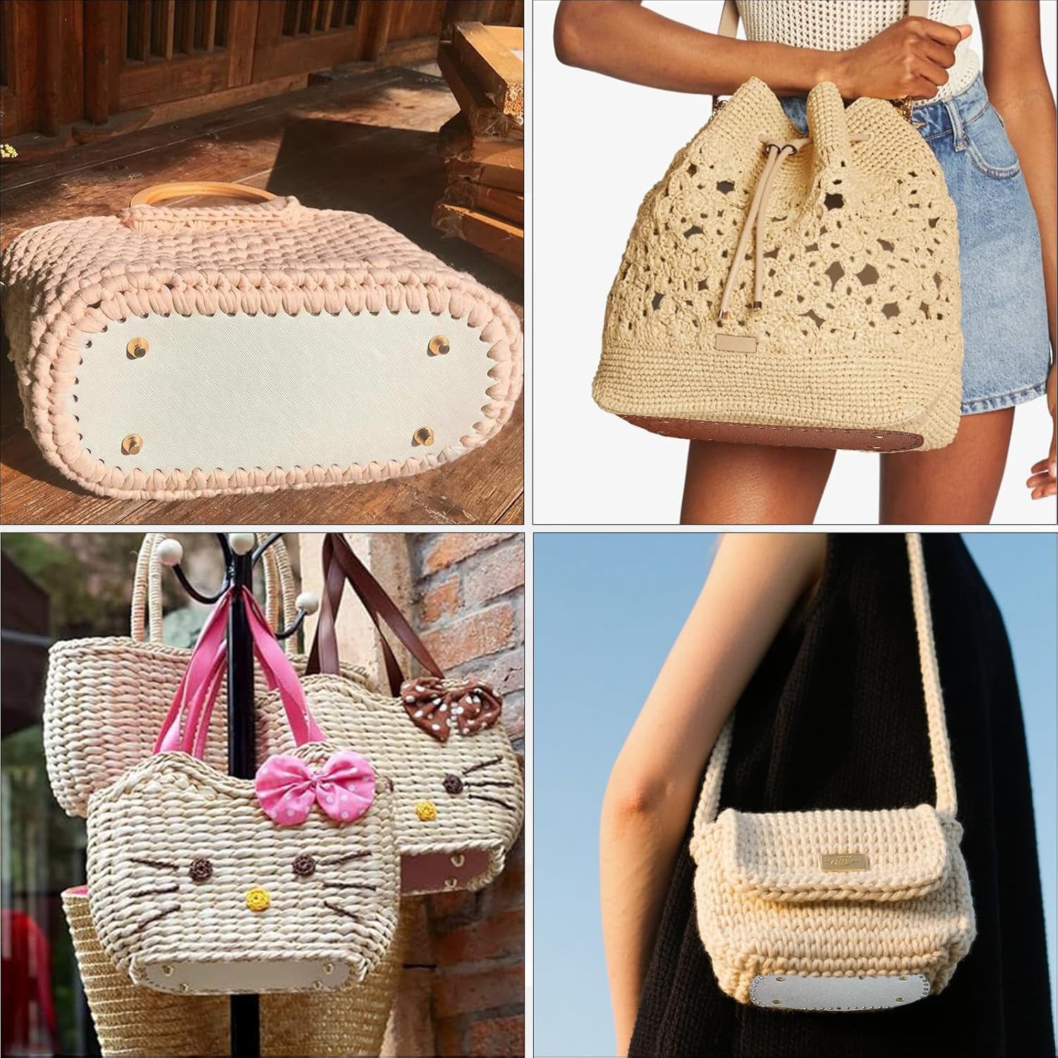 Set 4 Basi Borsa Pelle PU Ovale 22x10cm - 4 Colori - immagine 6