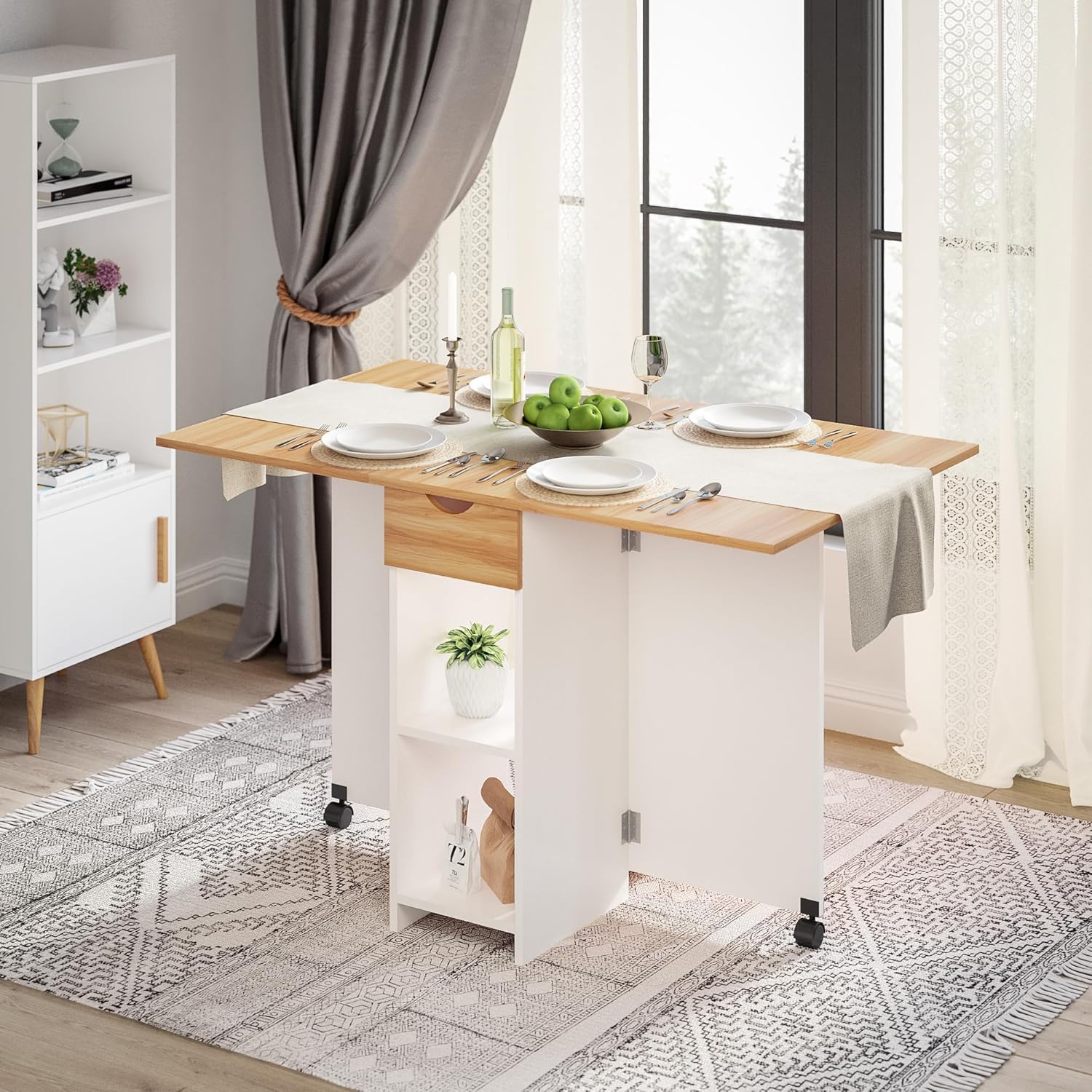 Mondeer Tavolo da Pranzo Pieghevole 120x72x75cm - immagine 2