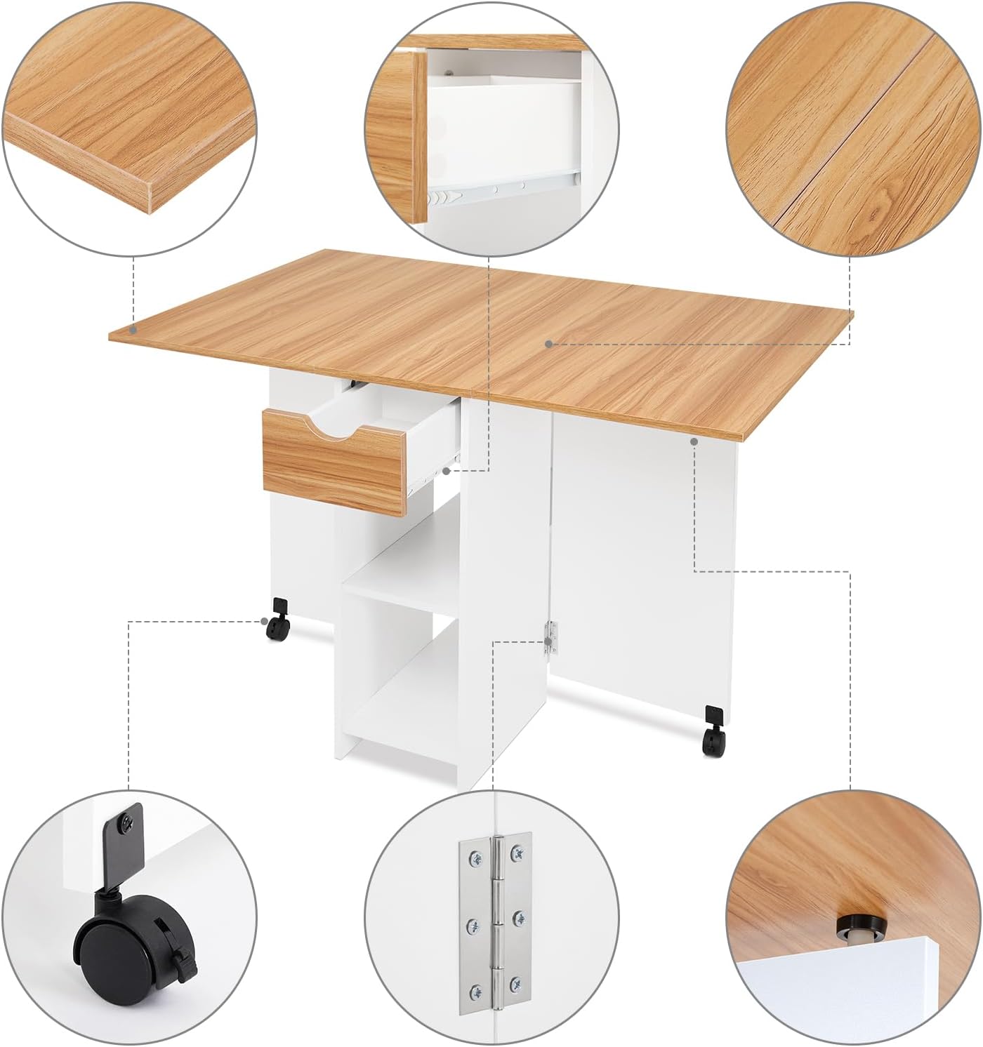 Mondeer Tavolo da Pranzo Pieghevole 120x72x75cm - immagine 4
