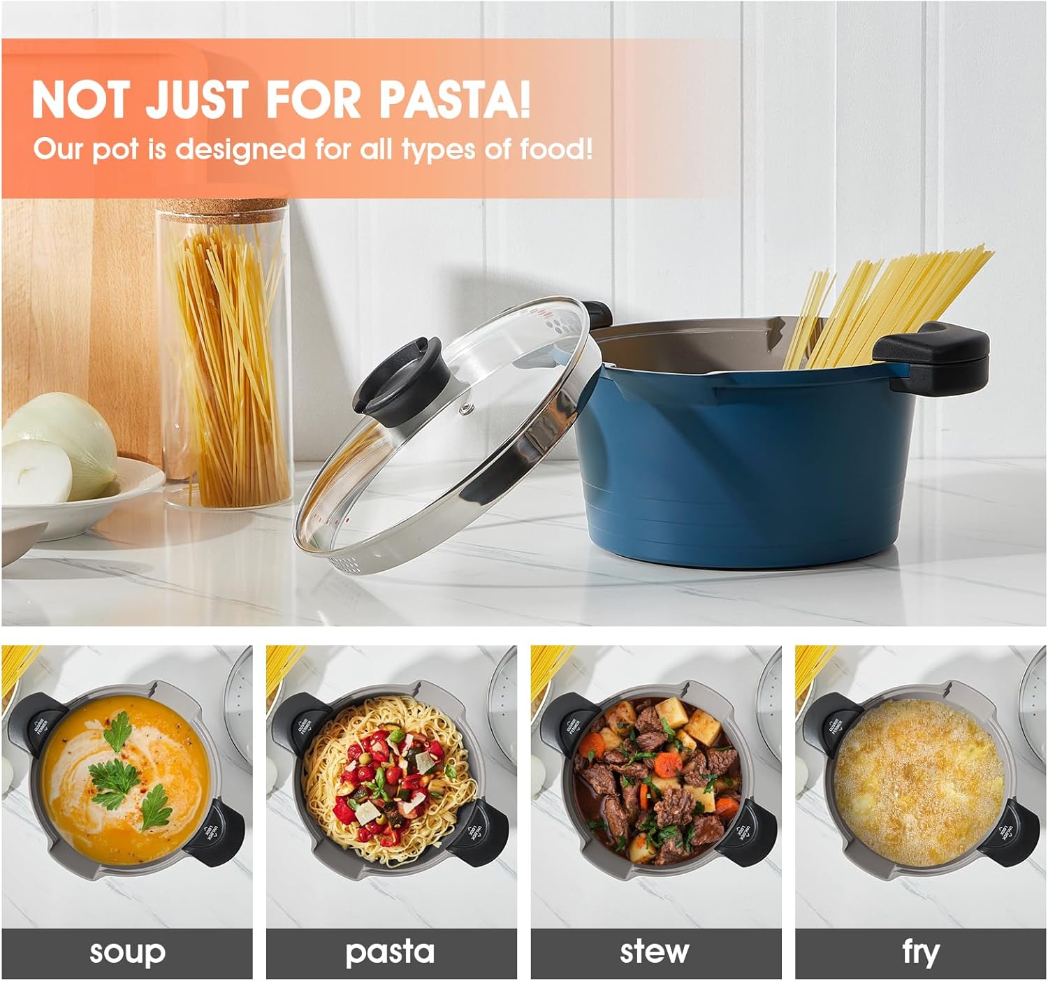 Rossetto Pentola per Pasta 24 cm 4,5 L Blu - immagine 4