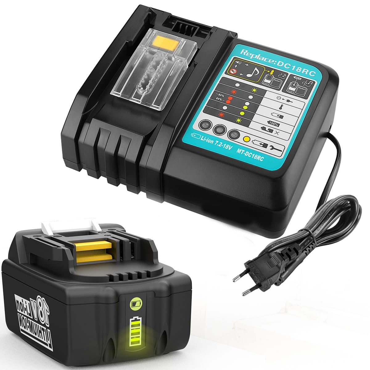 Energup 18V 4.0Ah Batteria + Caricabatterie per Makita