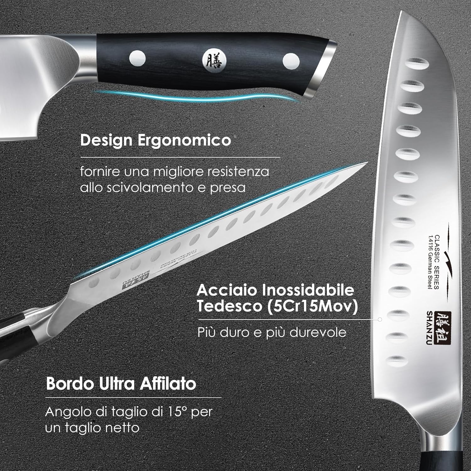 Shan Zu Coltello Santoku Giapponese 18 cm - immagine 2