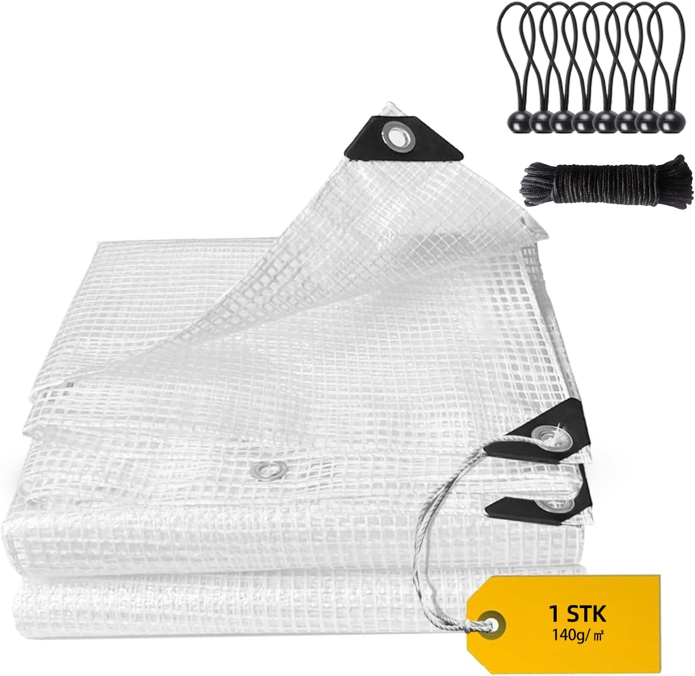 Telo di Copertura Impermeabile 5x6m Trasparente 140g/m² - immagine 1