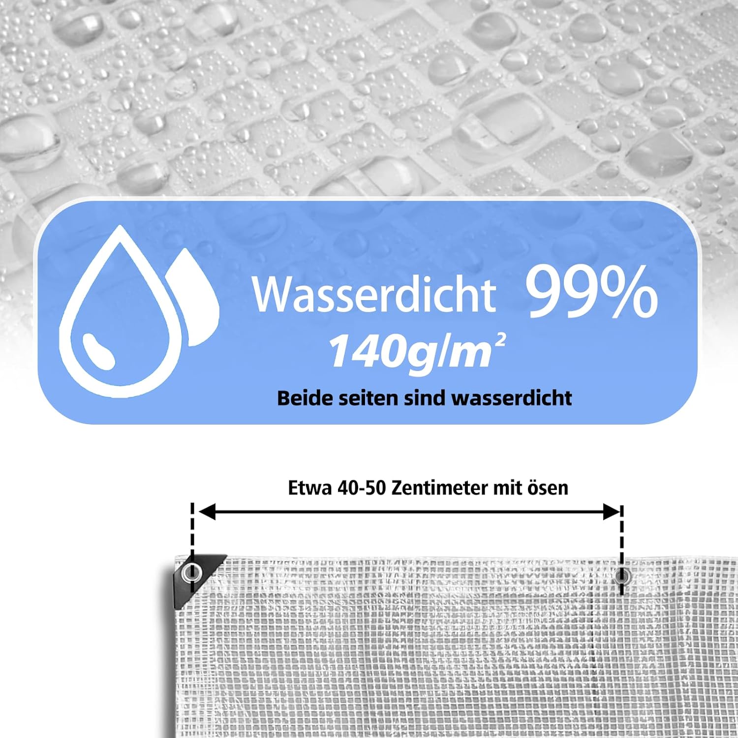 Telo di Copertura Impermeabile 5x6m Trasparente 140g/m² - immagine 2