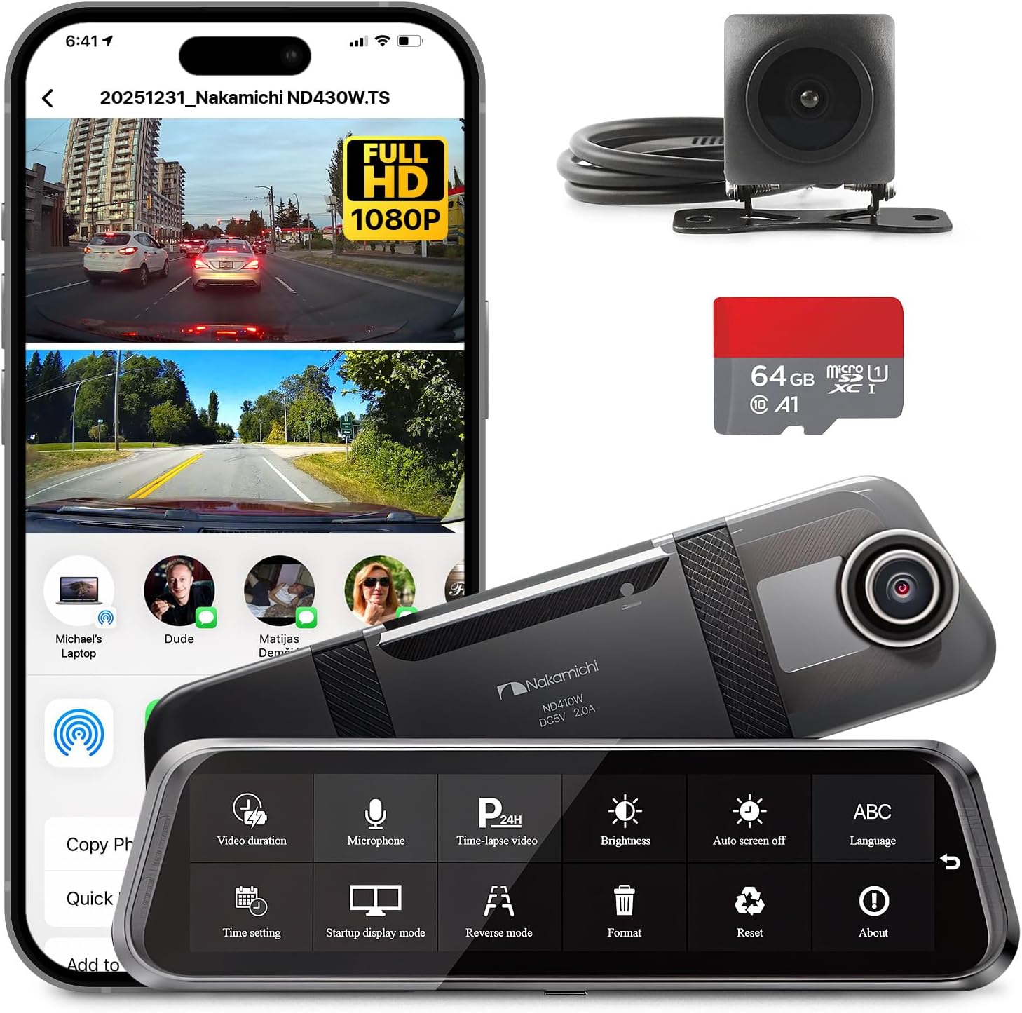 Nakamichi ND410W Dash Cam Full HD Anteriore e Posteriore - immagine 1