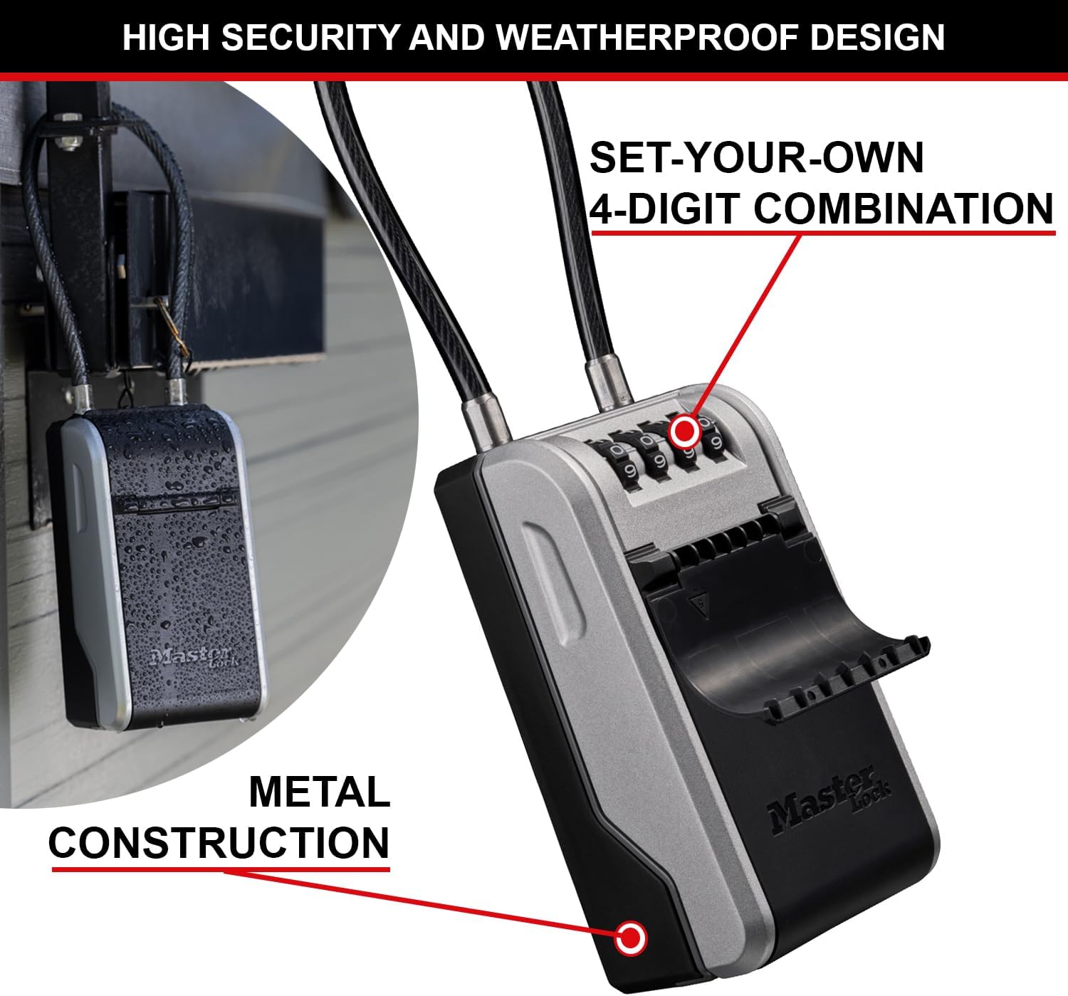 Master Lock 5482EURD Cassetta Portachiavi Extra Large - immagine 4