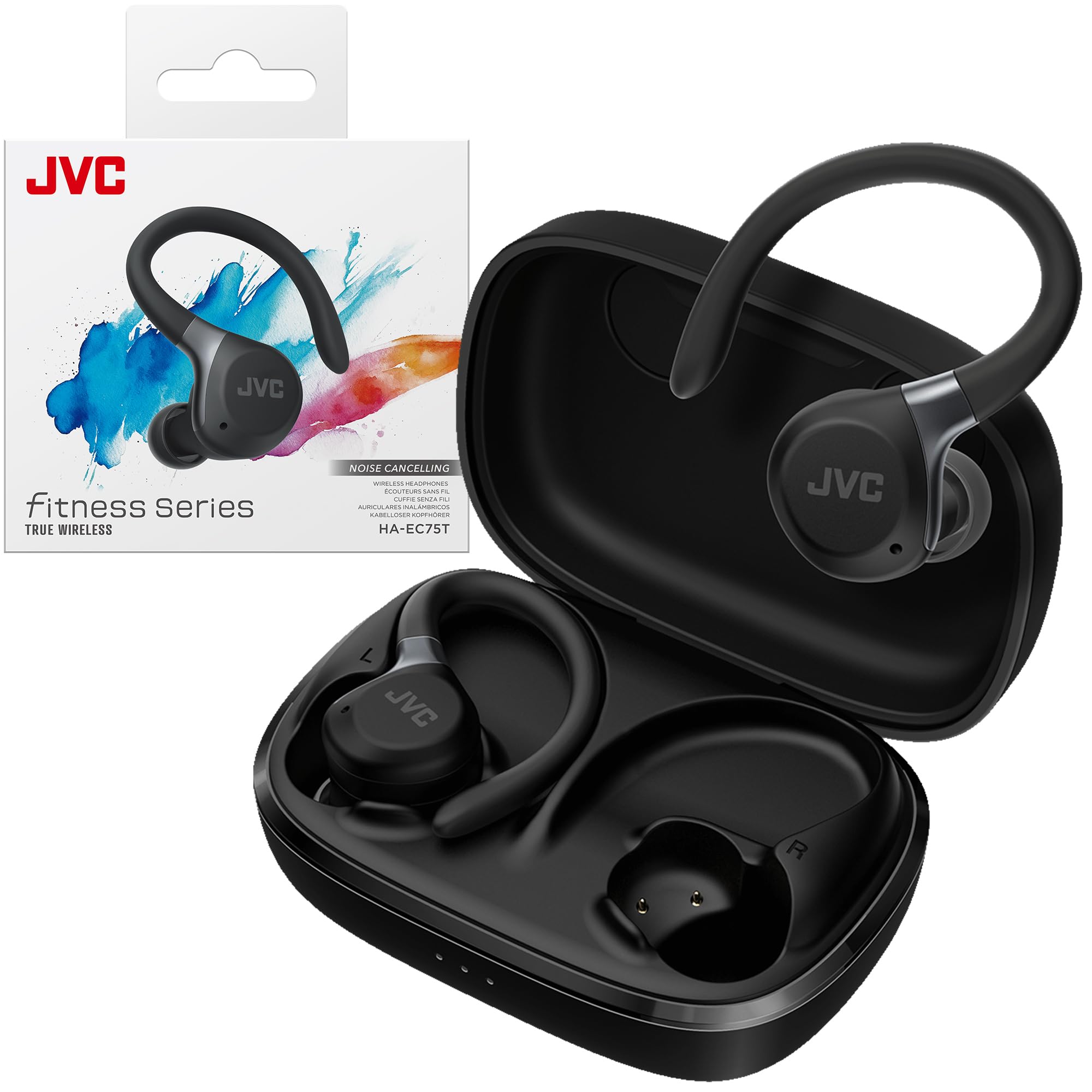 Jvc HA-EC75T-B - Auricolari Sportivi True Wireless ANC, Nero