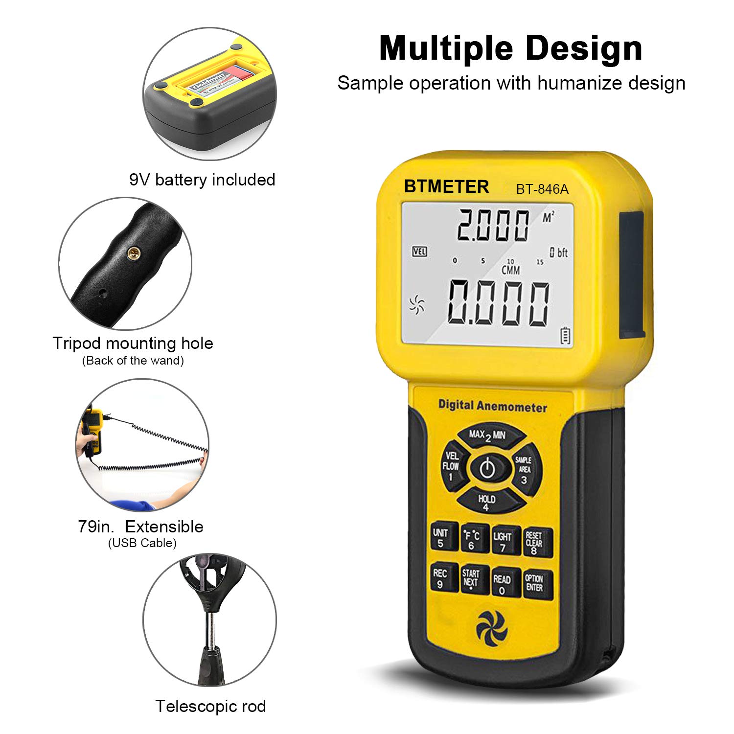 Anemometro Btmeter BT-846A Pro HVAC - immagine 2