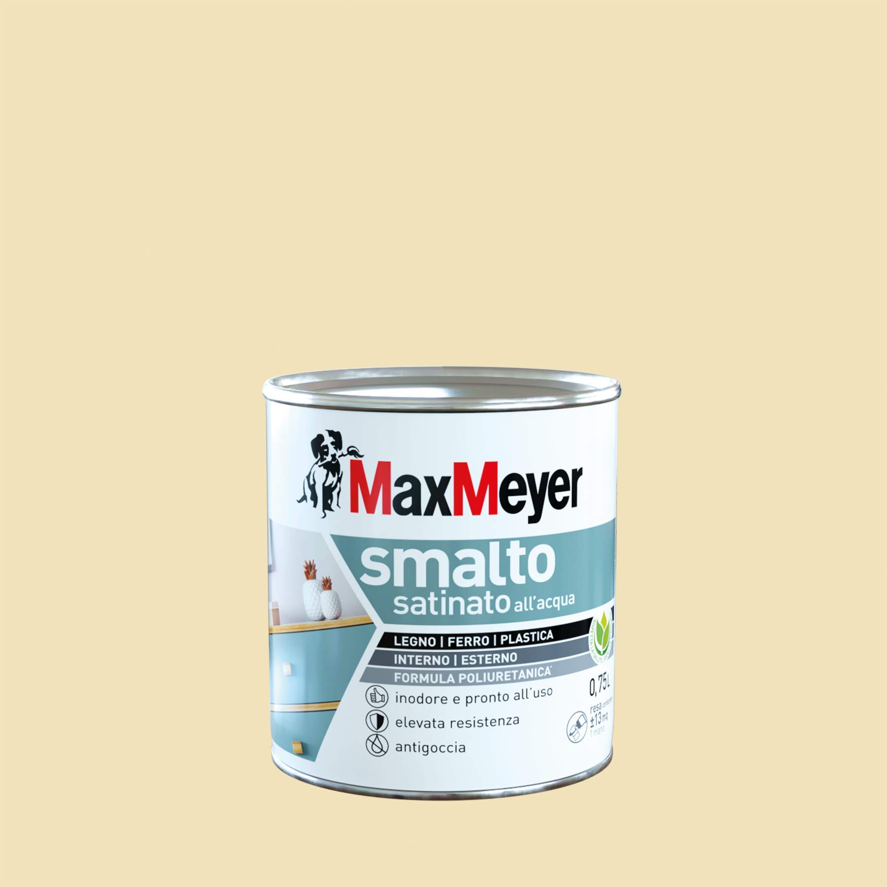 Maxmeyer Smalto All'Acqua Poliuretanico Satinato Bianco Panna 0,75 L