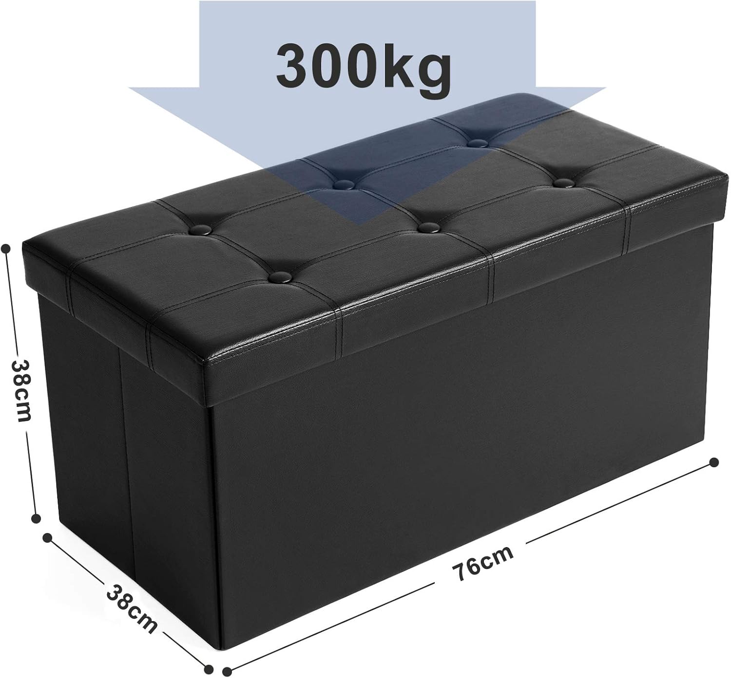 SONGMICS Cassapanca Contenitore 80L - Nero - immagine 3