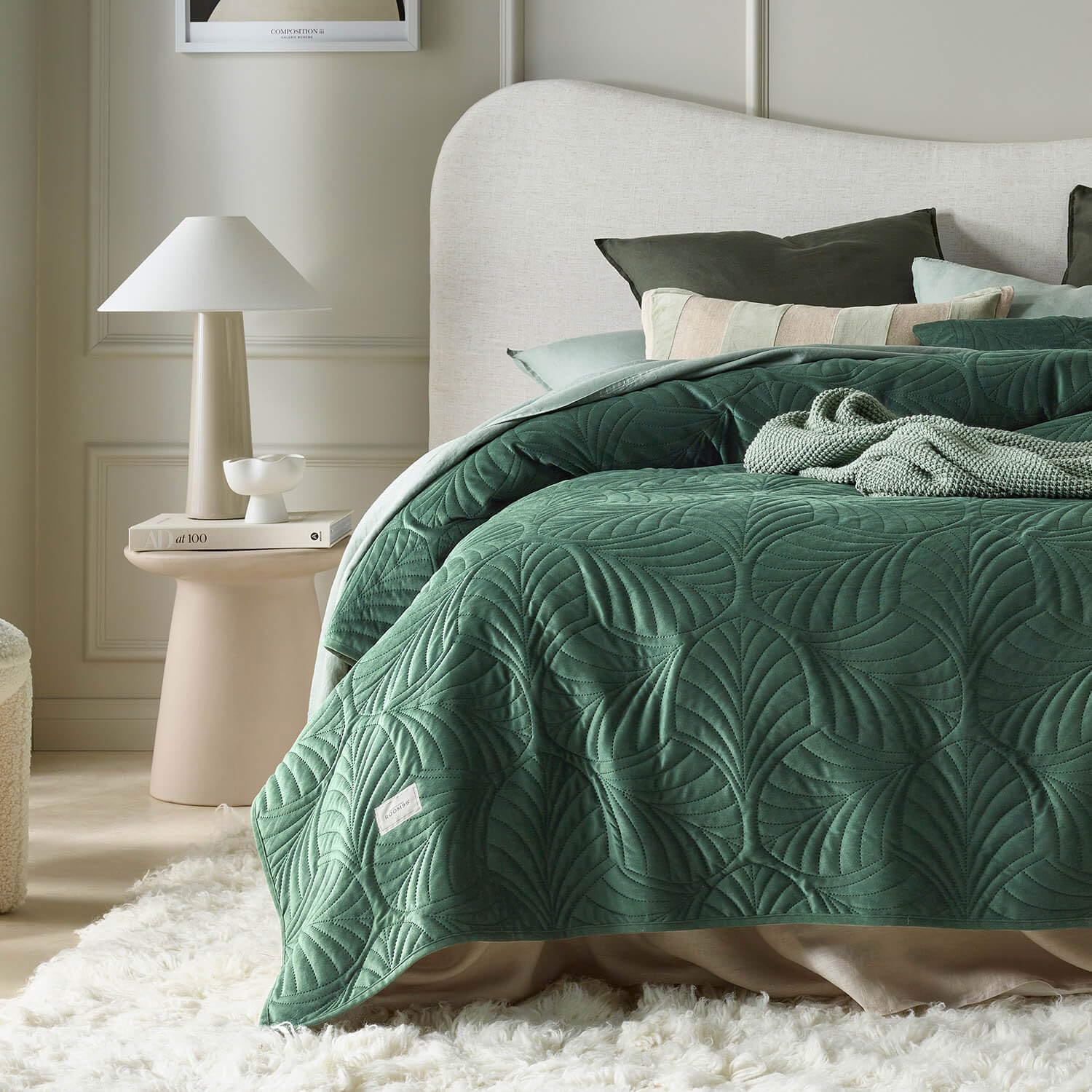 Room99 Feel Copriletto Elegante Verde Scuro 170x210 cm
