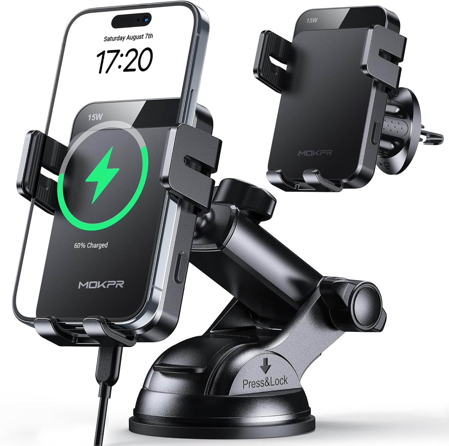 Mokpr Caricatore Wireless Auto 15W con Bloccaggio Automatico - immagine 1