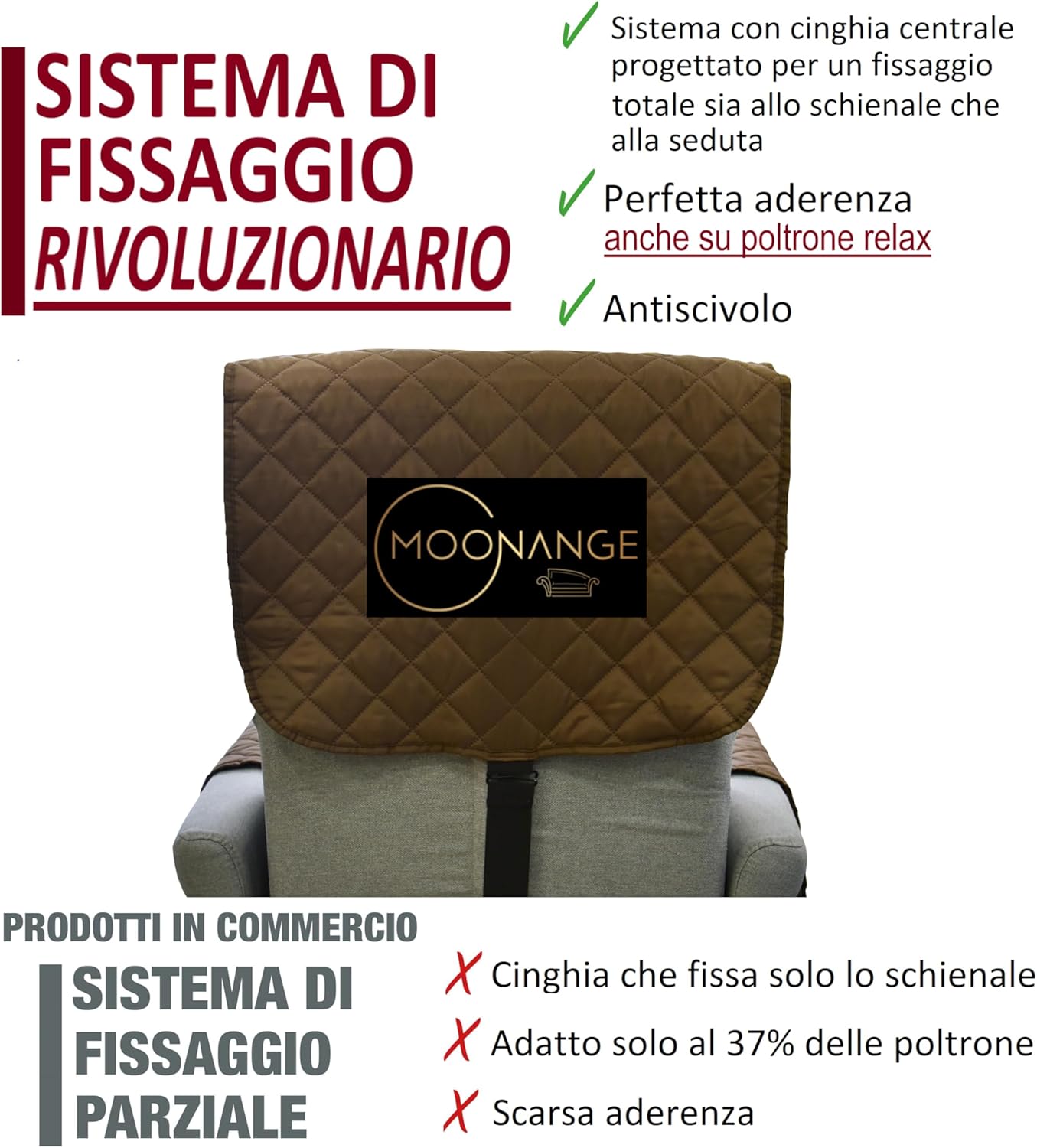 Moonange Copripoltrona 1 Posto con Braccioli - Tortora - immagine 2