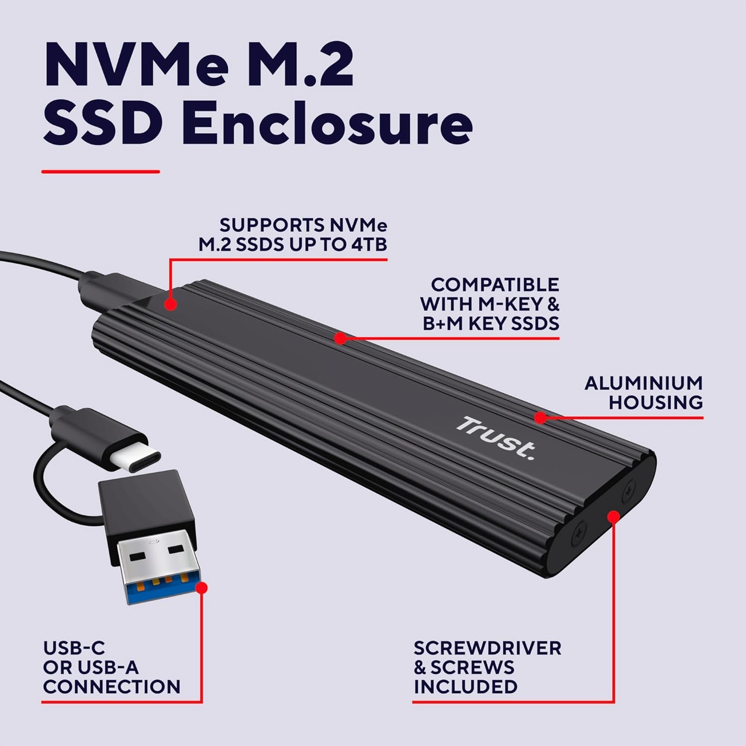 Trust Case SSD M.2 NVMe USB-C 10Gbps - immagine 2