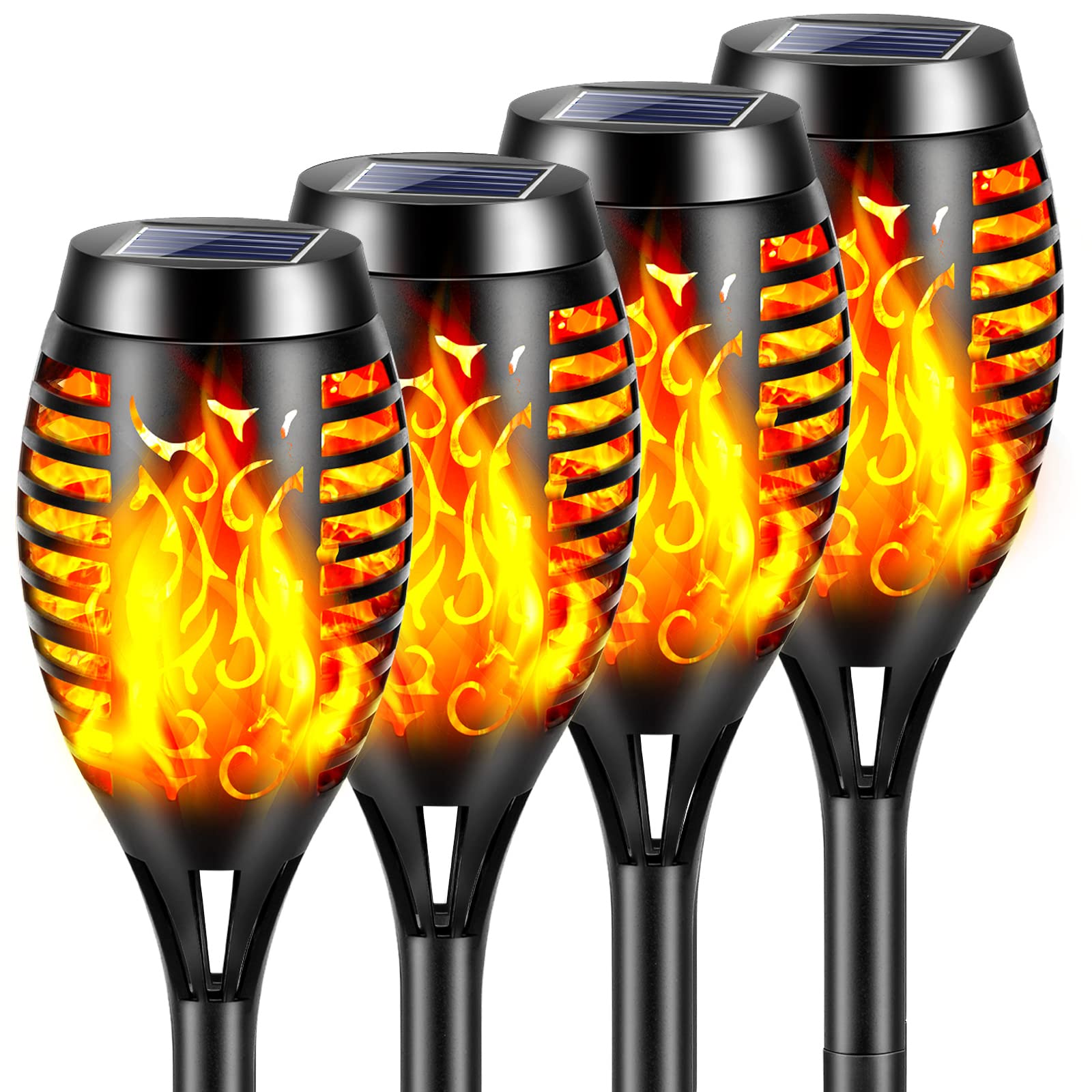 YAZEKY - 4 Luci Solari da Giardino con Fiamma Tremolante