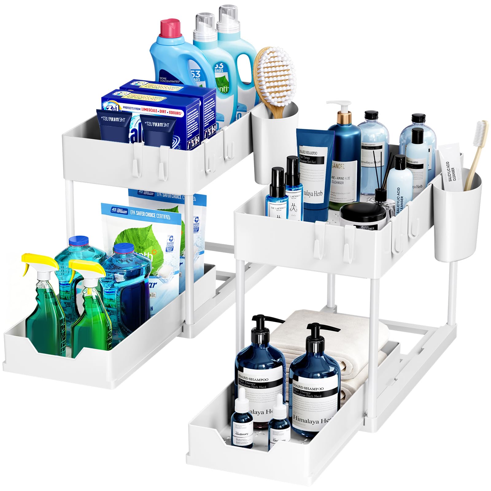 Puricon Organizer Sottolavello Cucina a 2 Livelli, Bianco