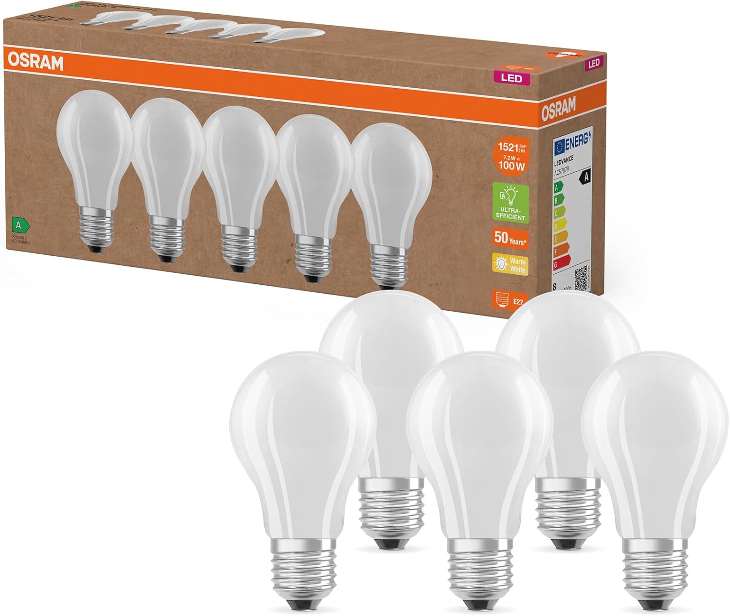 Osram Lampade LED E27 Classe A, 5 Pezzi - immagine 1