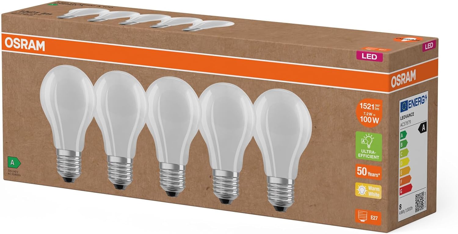 Osram Lampade LED E27 Classe A, 5 Pezzi - immagine 3