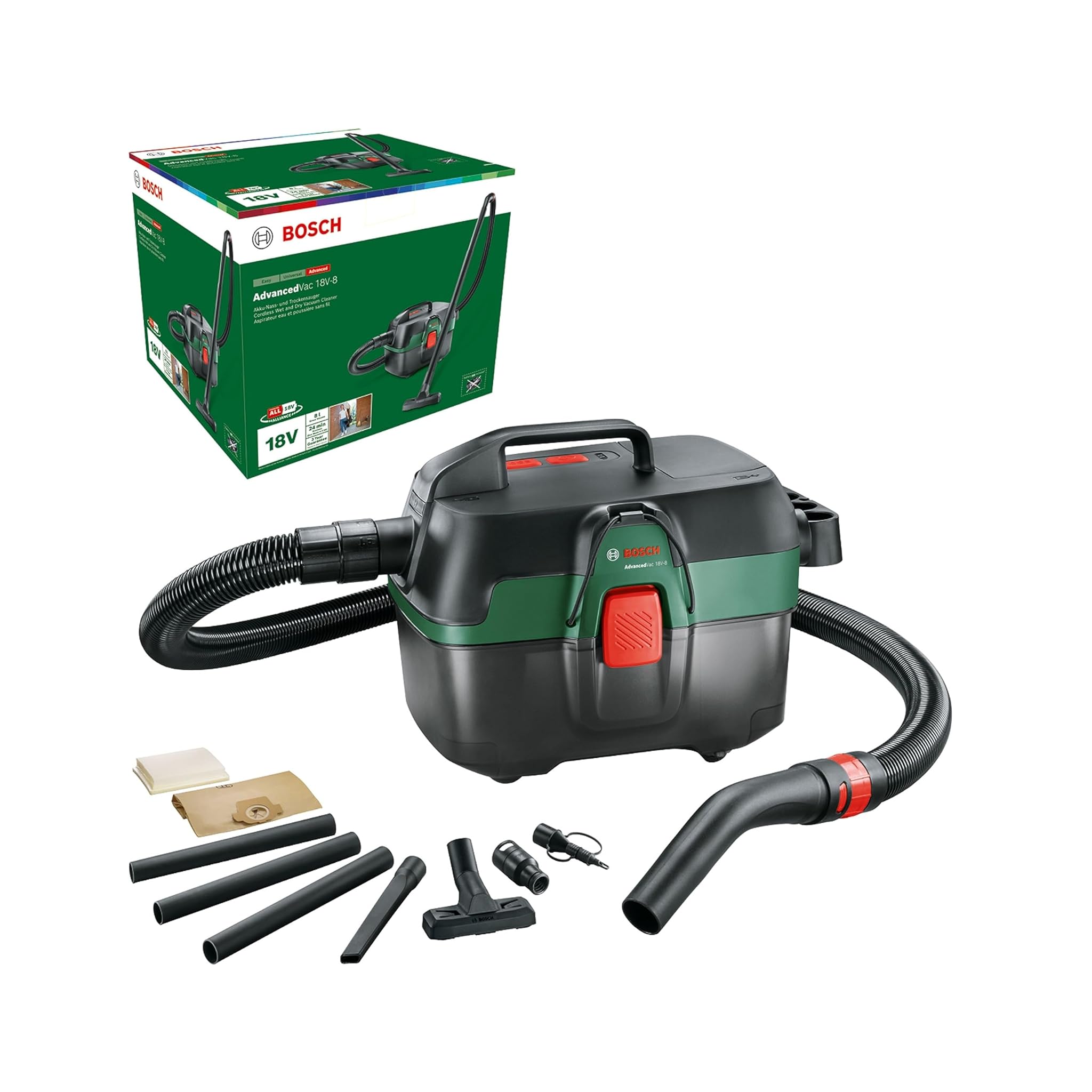 Bosch AdvancedVac 18 V - Aspiratore Umido e Secco