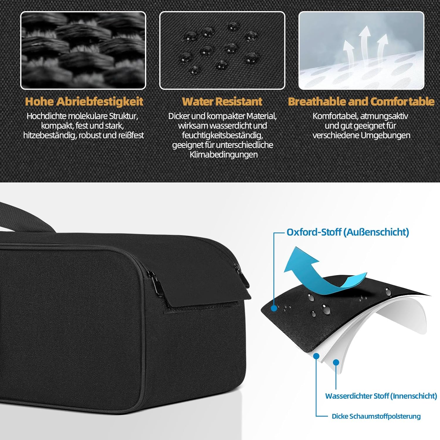 OUUTMEE Borsa Portatile per Treppiede con Tracolla, Nero - immagine 3