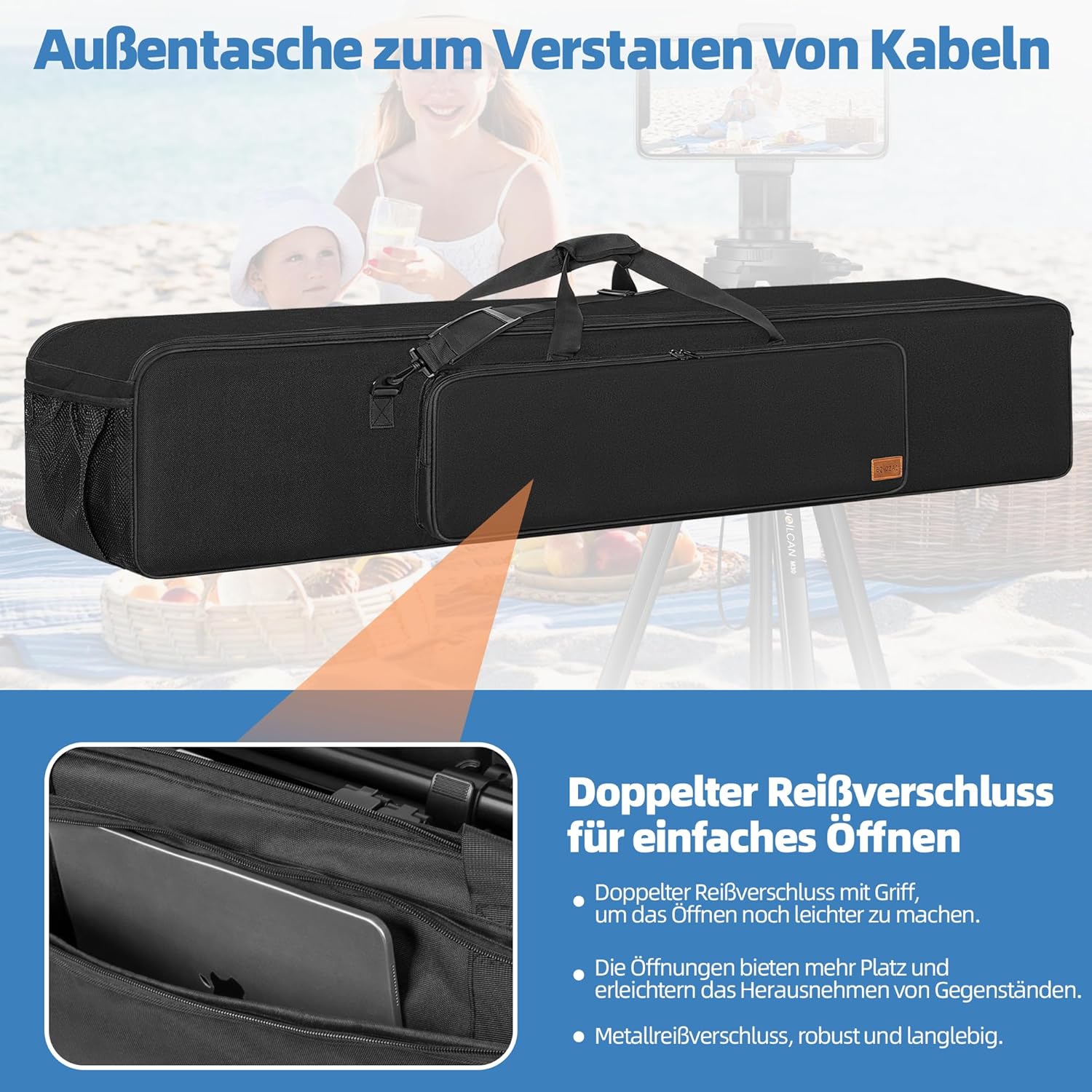 OUUTMEE Borsa Portatile per Treppiede con Tracolla, Nero - immagine 7