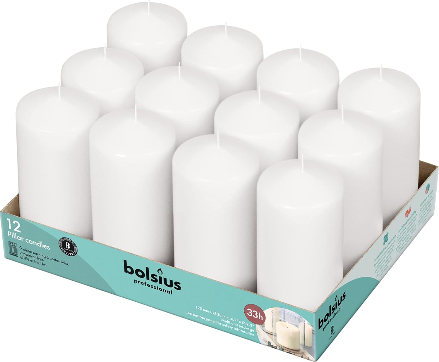 Bolsius Candele Basiche per Decorazione, Bianco (12 unità)