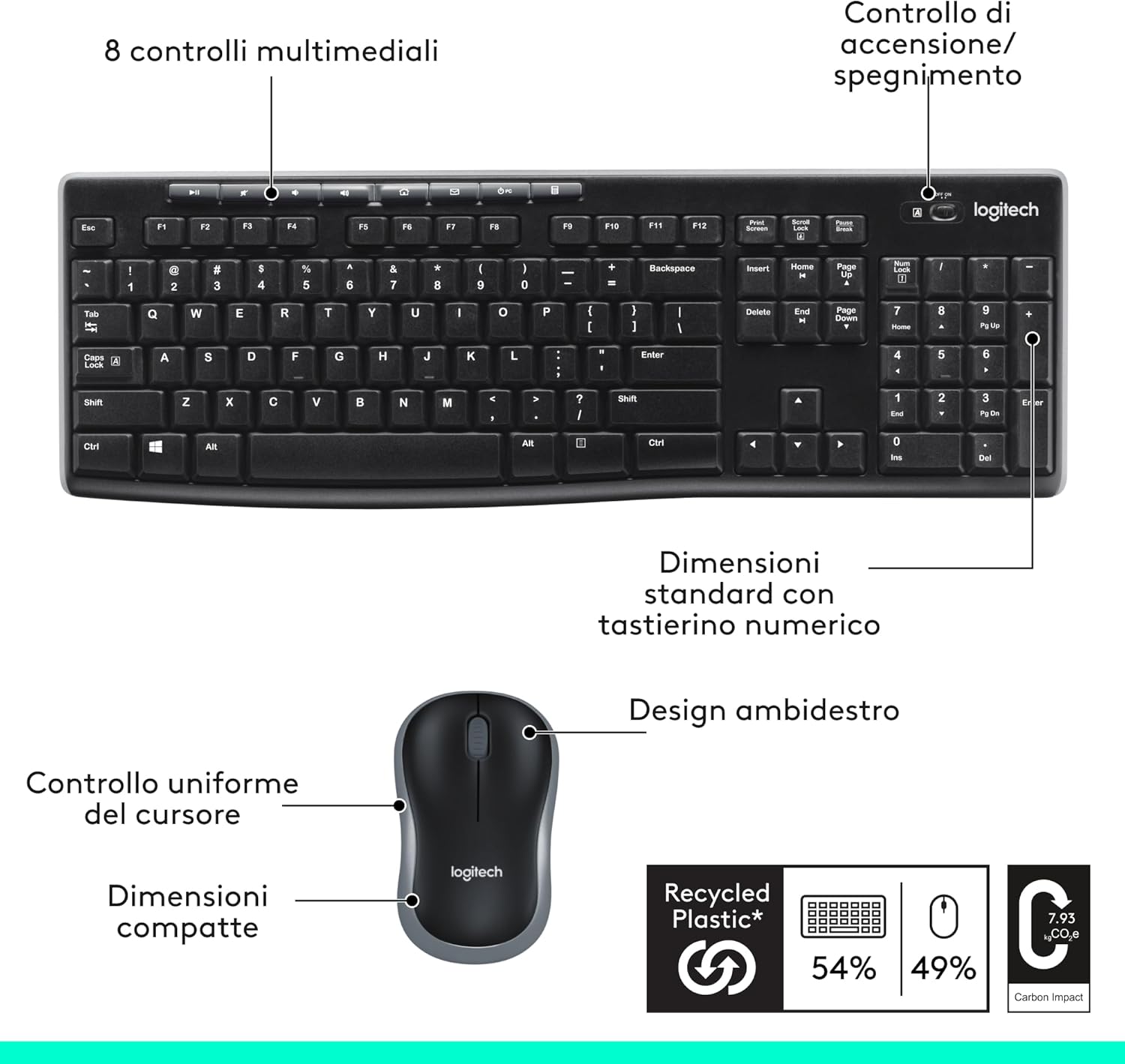 Logitech MK270 Combo Tastiera e Mouse Wireless, Nero - immagine 7