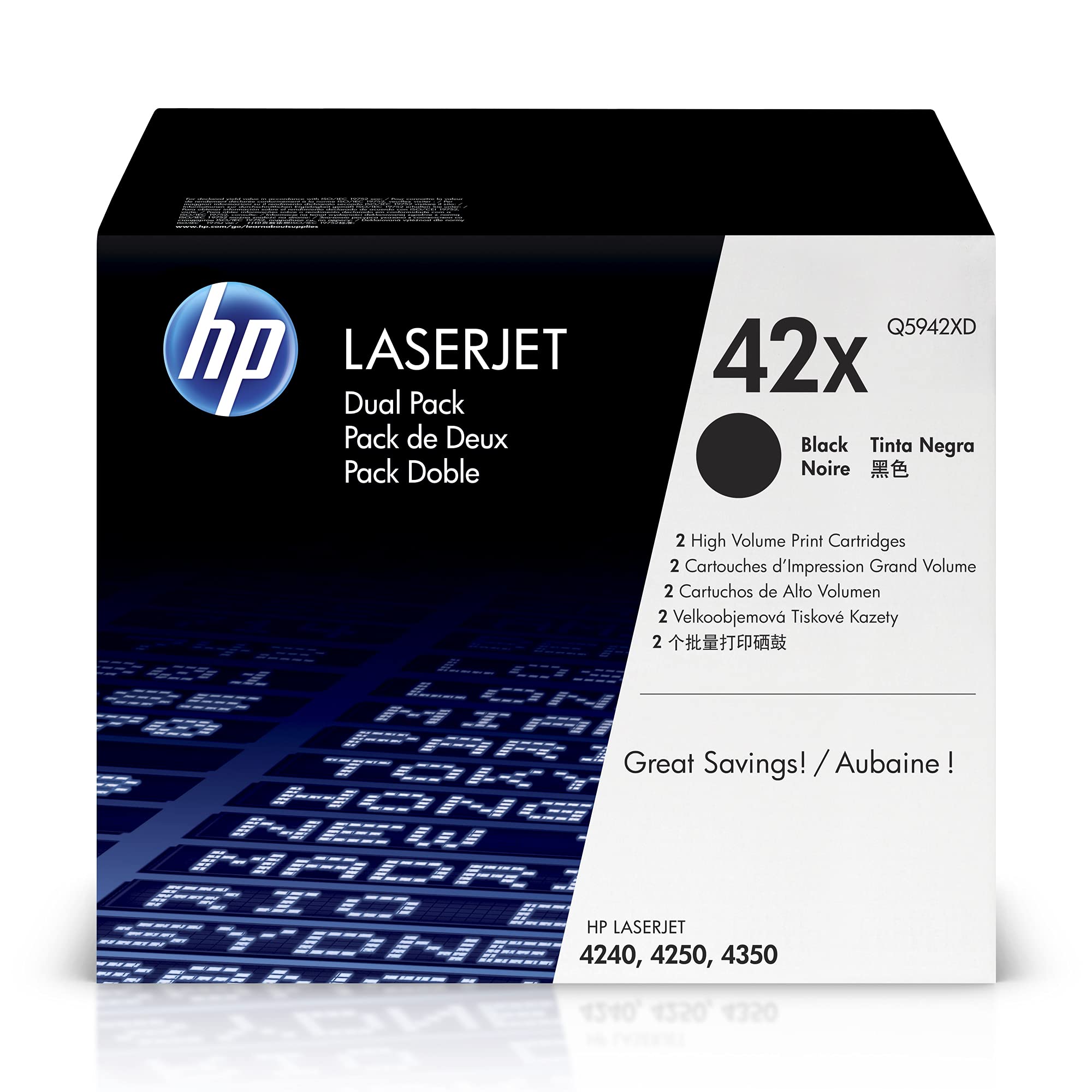 HP LaserJet 42X Confezione da 2 Cartucce Originali ad Alta Capacità, Nero