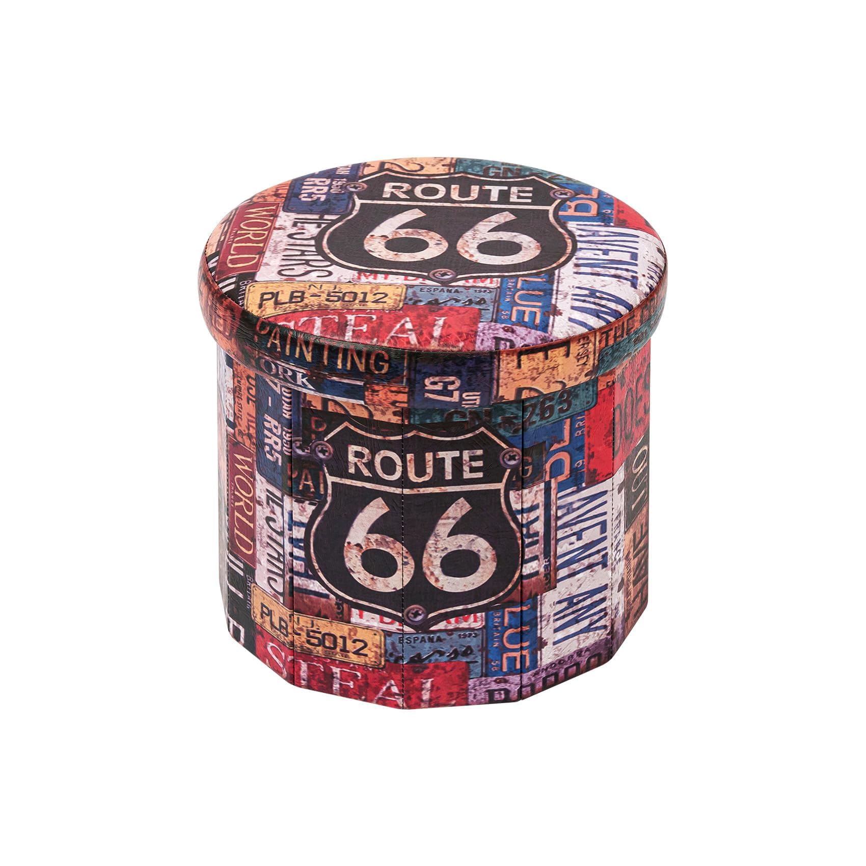 Bonlife Pouf Rotondo Contenitore Pieghevole 38x38x33.5cm