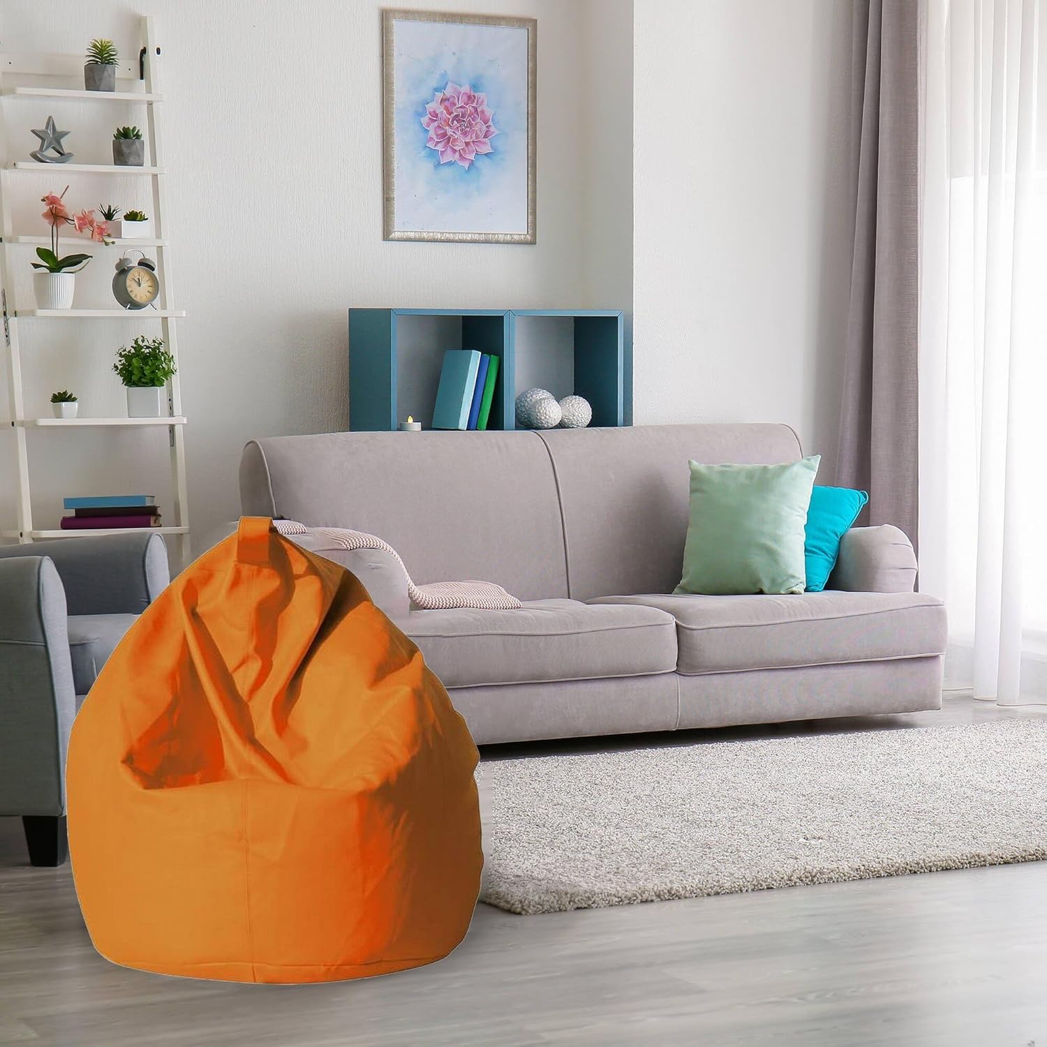 Dmora Pouf Poltrona a Sacco, Rivestimento in Cotone, 60 x 50 x 80 cm - immagine 1